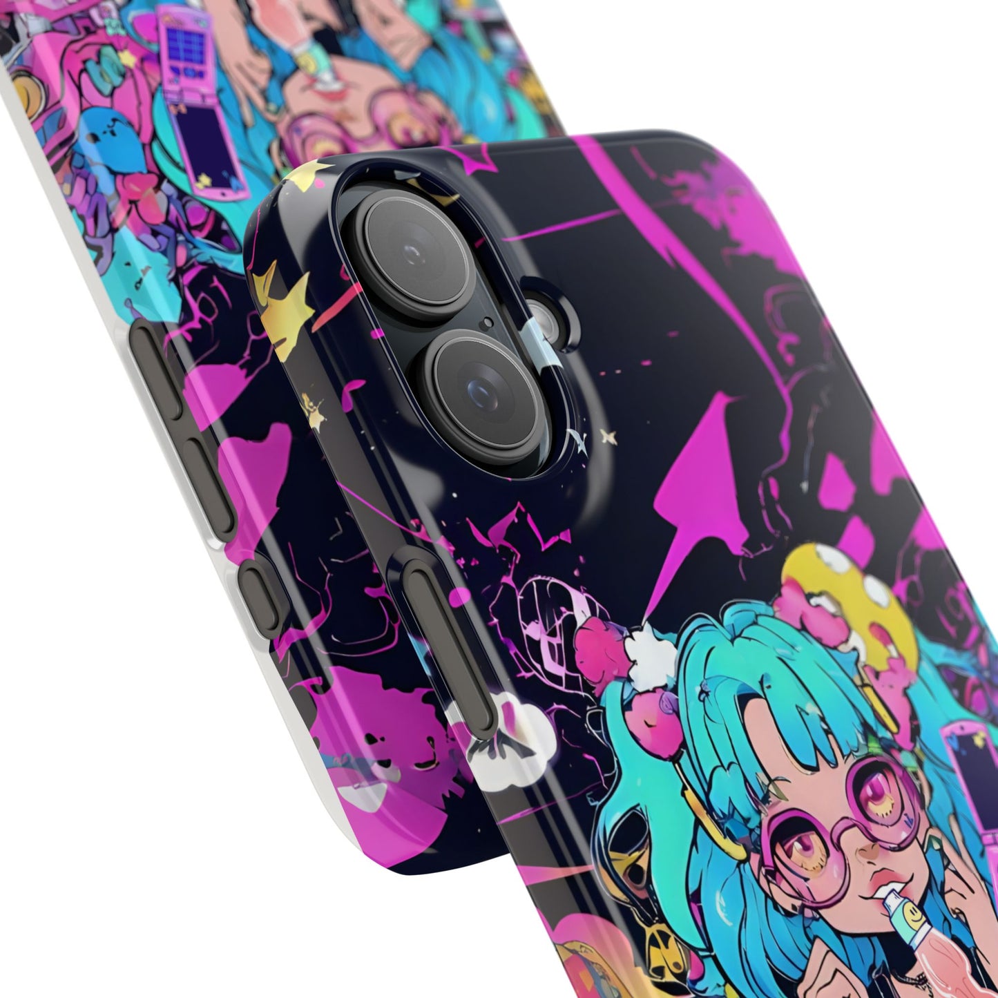 2K Anime Girl Slim Phone Case - Kawaii Vaporwave Style, Cute Maximalist Aesthetic, Cute Phone Covers, Unique Gifts for Teens