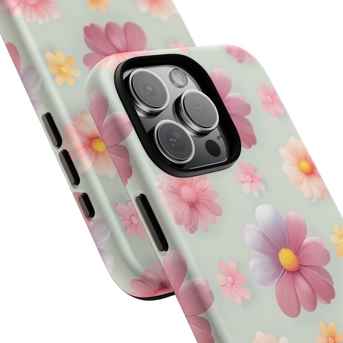 Cute Floral Phone Case for iPhone 16 Pro Max 15 14 13 12 11 Samsung, Pixel - Faux 3D Pastel Daisy Girly Aesthetic Soft Cover Gift for Her