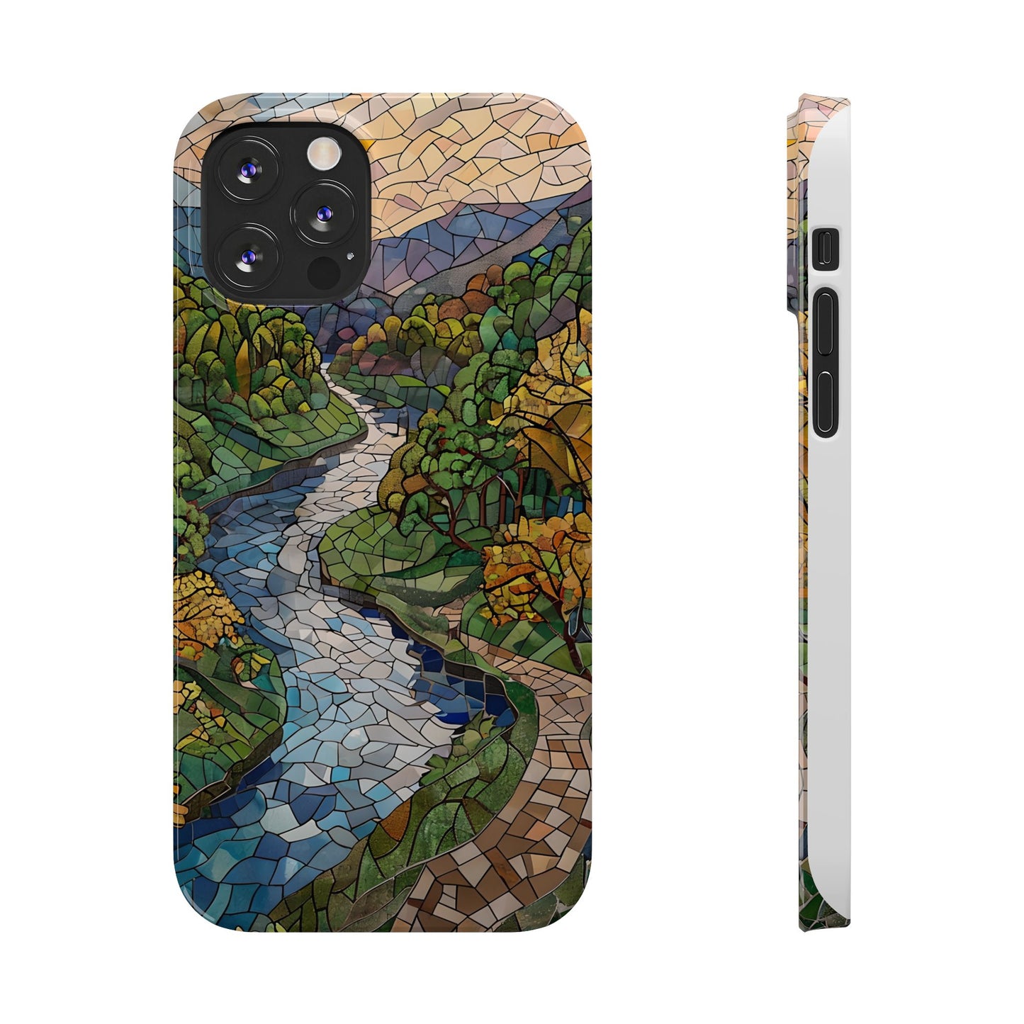 Cuyahoga Valley Mosaic Slim Phone Case, Midwest Forest Art, Scenic Nature Aesthetic, Unique Gift for Nature Lovers