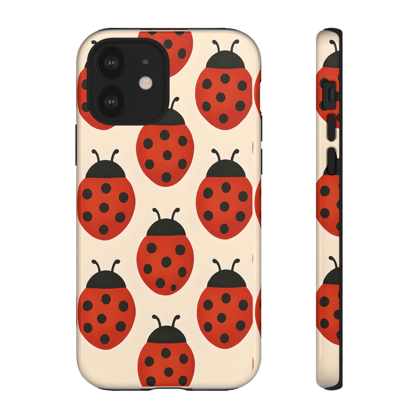 Cute Ladybug Tough Phone Case - Red and Black Insect Pattern, Nature-Inspired Design, Compatible with iPhone, Galaxy, and Google Phones