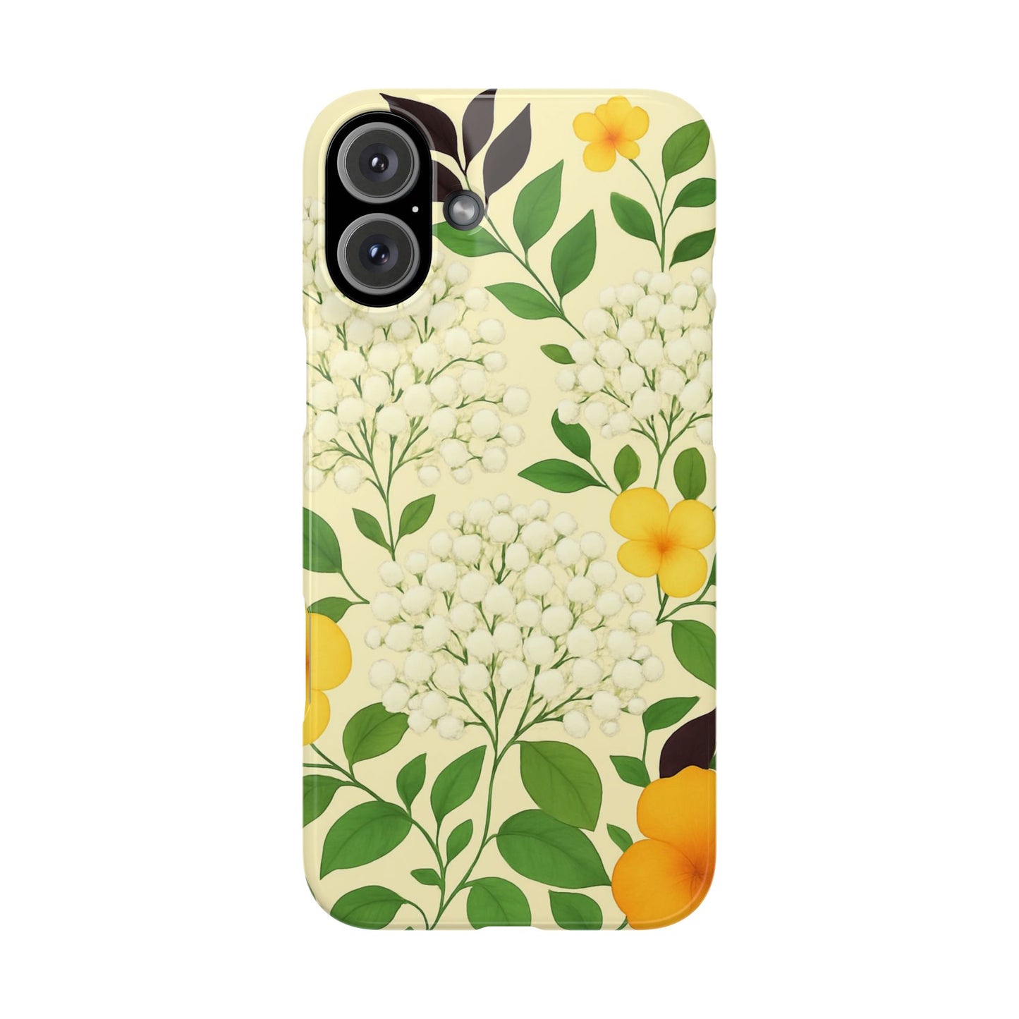 Delicate Floral Print Phone Case, Autumn Botanical Slim Phone Case, Aesthetic Flower Phone Cover Compatible with iPhone, Galaxy, Google