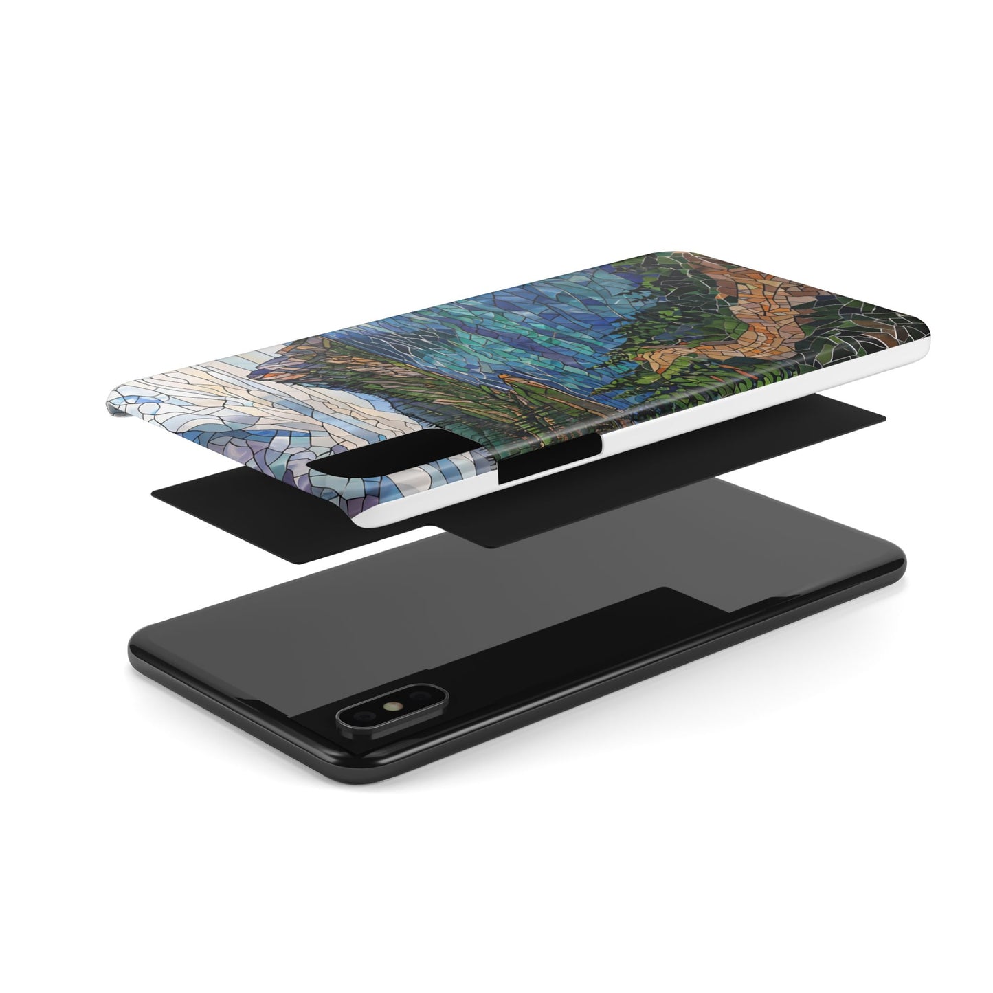 Isle Royale Mosaic Slim Phone Case, Remote Island Wilderness Art, Great Lakes Nature Aesthetic, Eco-Friendly Phone Accessory