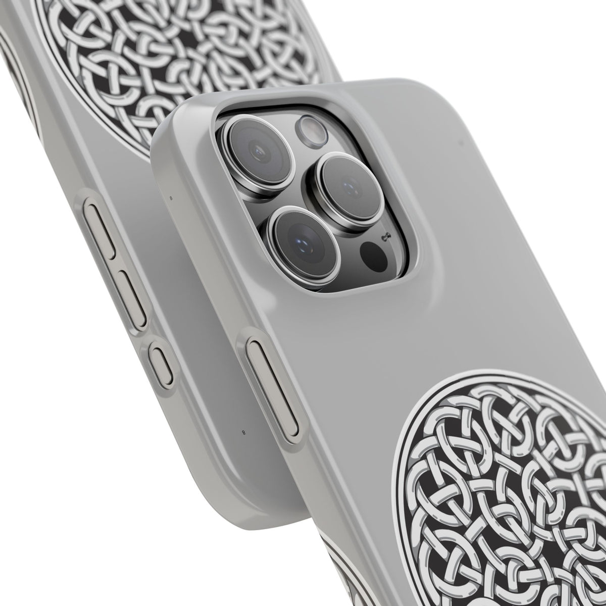 Celtic Knot Slim Phone Case, Silver Medallion Design, St. Patrick Phone Cover Compatible with iPhone 17, 16, 15, 14, 13, 12, 11