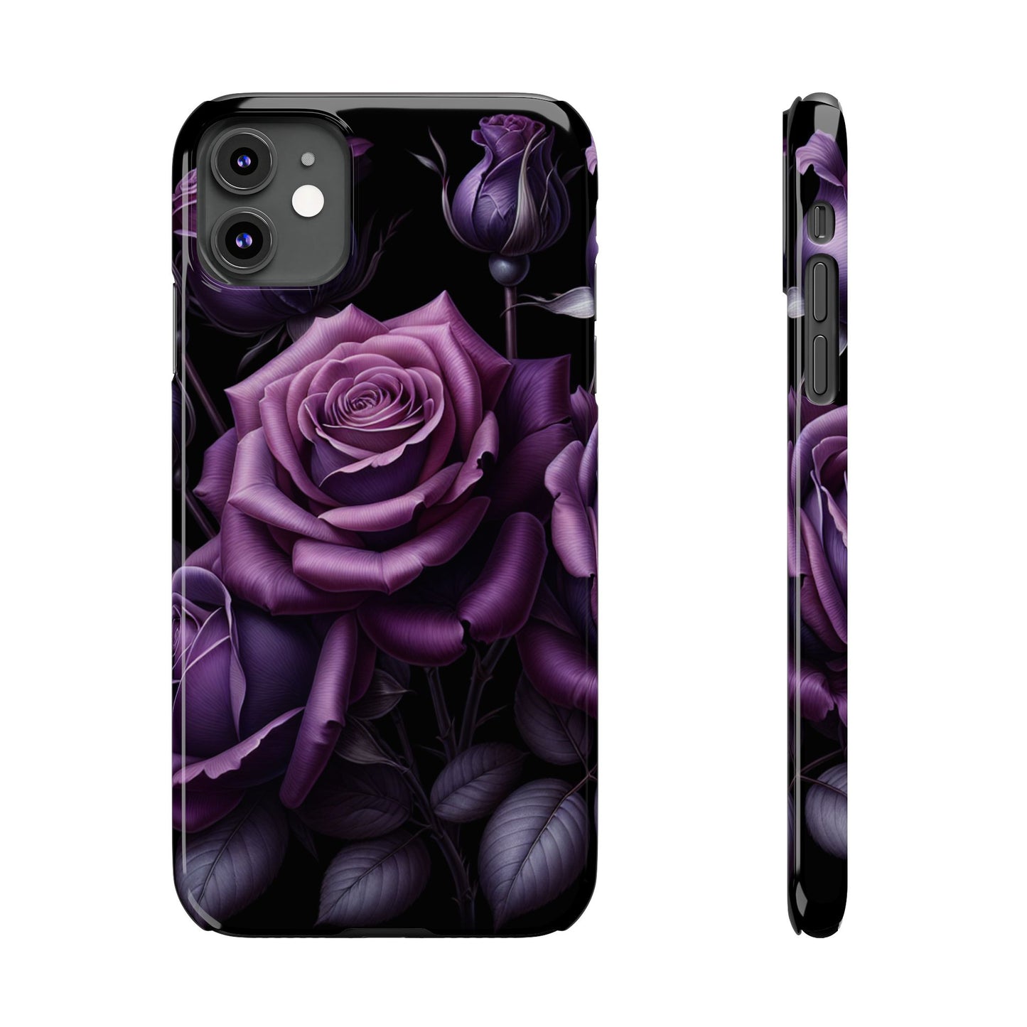 Purple Rose Slim Phone Cases, Floral Phone Cover, Elegant Smartphone Case, Gift for Her, Mother's Day Accessories