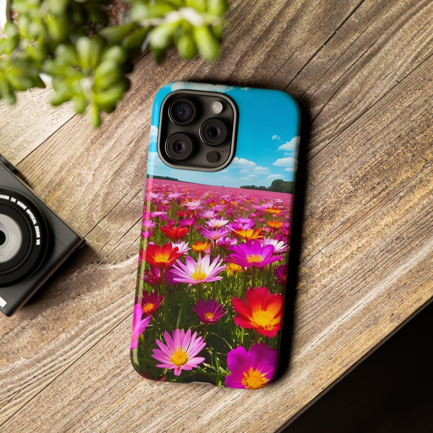 Flower Field Tough Phone Case - Wildflower Meadow Print, Colorful Nature Aesthetic, Compatible with iPhone, Galaxy, and Google Phones