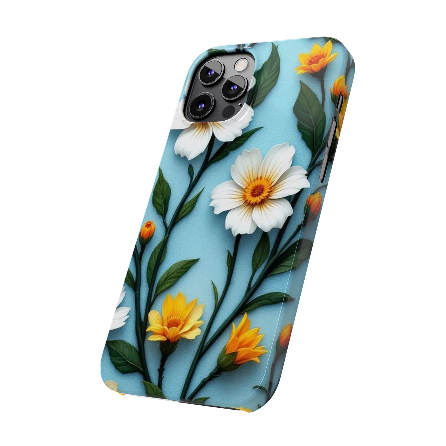 Floral Slim Phone Case - Colorful Flower Design, Elegant Phone Cover, Spring Accessories, Gift Idea for Her, Trendy Cell Phone Case