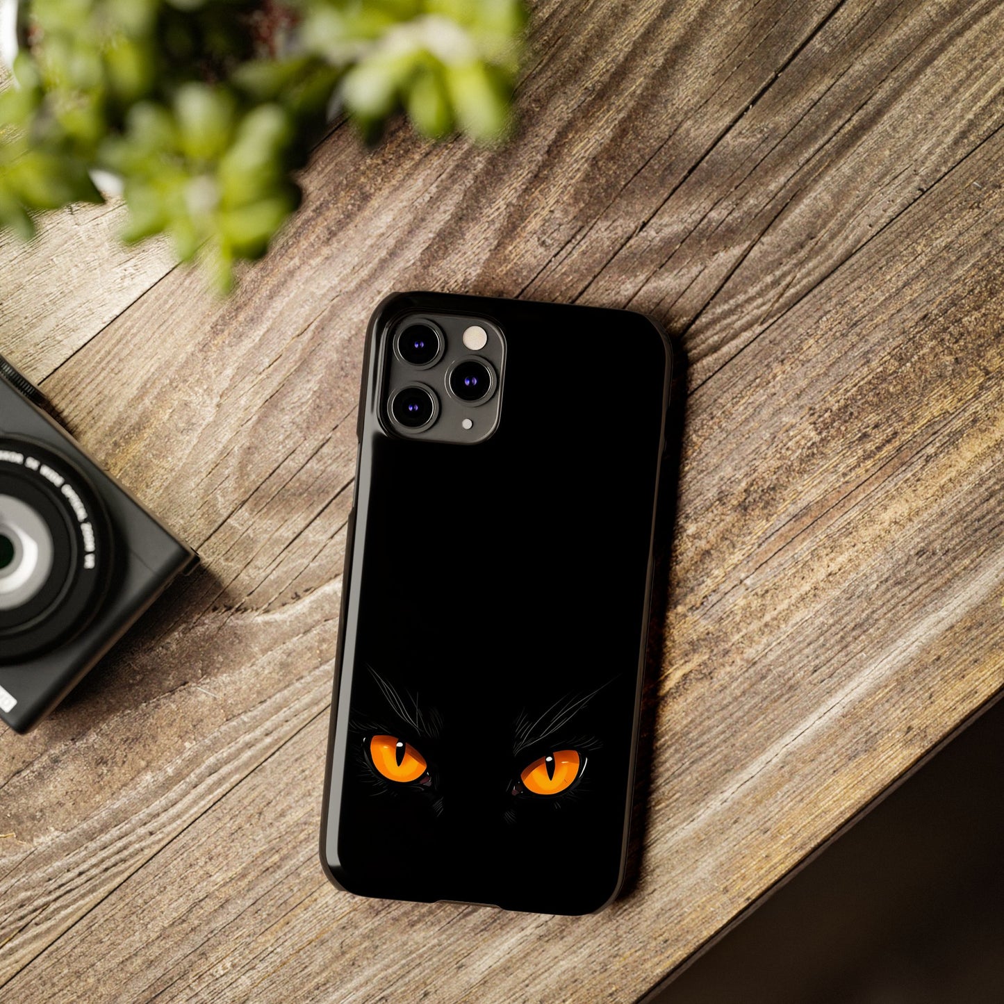 Black Cat Slim Phone Case - Gothic Halloween Aesthetic, Subtle Spookycore Aesthetic, Compatible with iPhone, Galaxy, and Google Phones