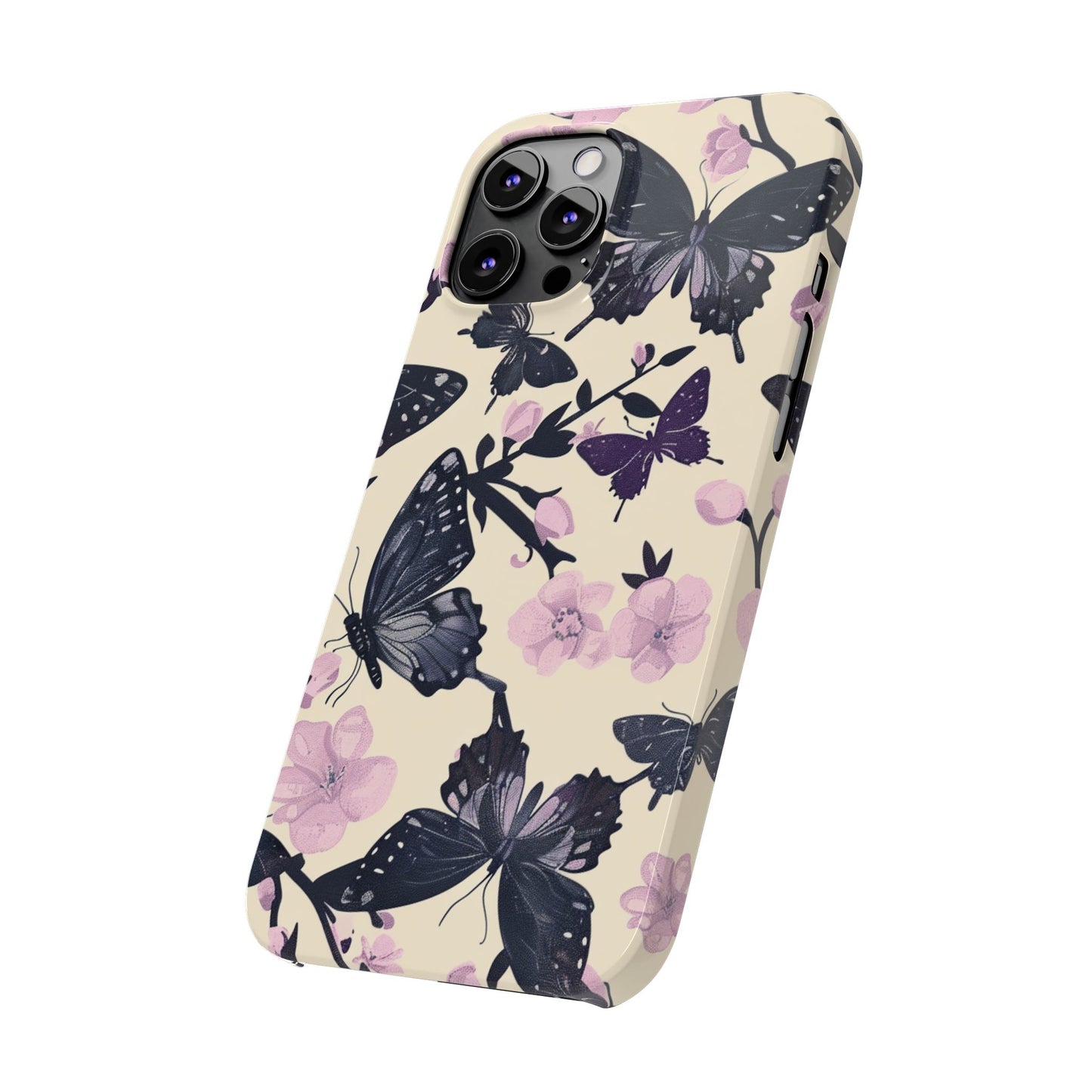 Butterfly Floral Slim Phone Cases, Elegant Butterfly Design, Nature Lover Gift, Phone Accessory, Stylish Cases for Women