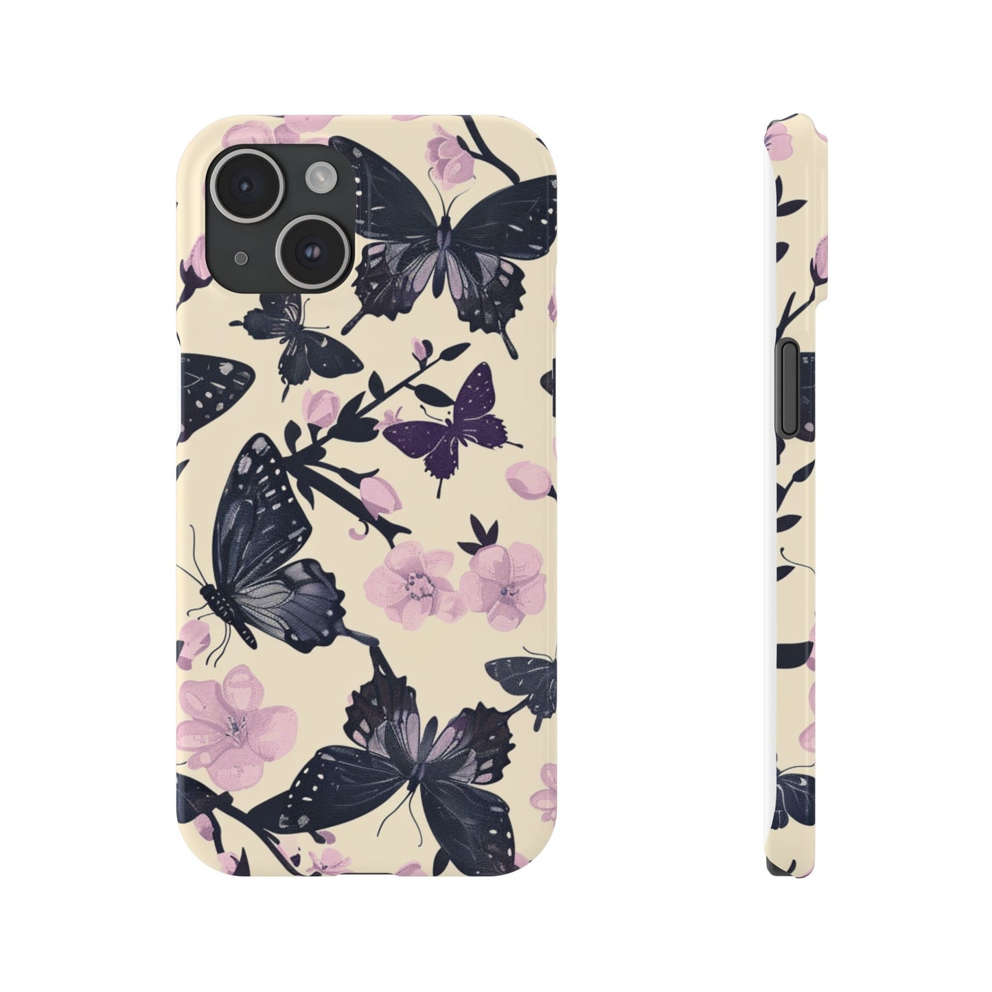 Butterfly Floral Slim Phone Cases, Elegant Butterfly Design, Nature Lover Gift, Phone Accessory, Stylish Cases for Women