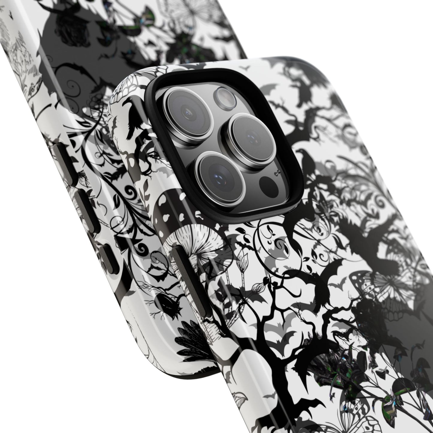 Gothic Fairycore Phone Case, Bats Raven Butterfly & Dark Floral Design Phone Cover for iPhone, Samsung, Pixel, Witchy Spooky Goth Aesthetic