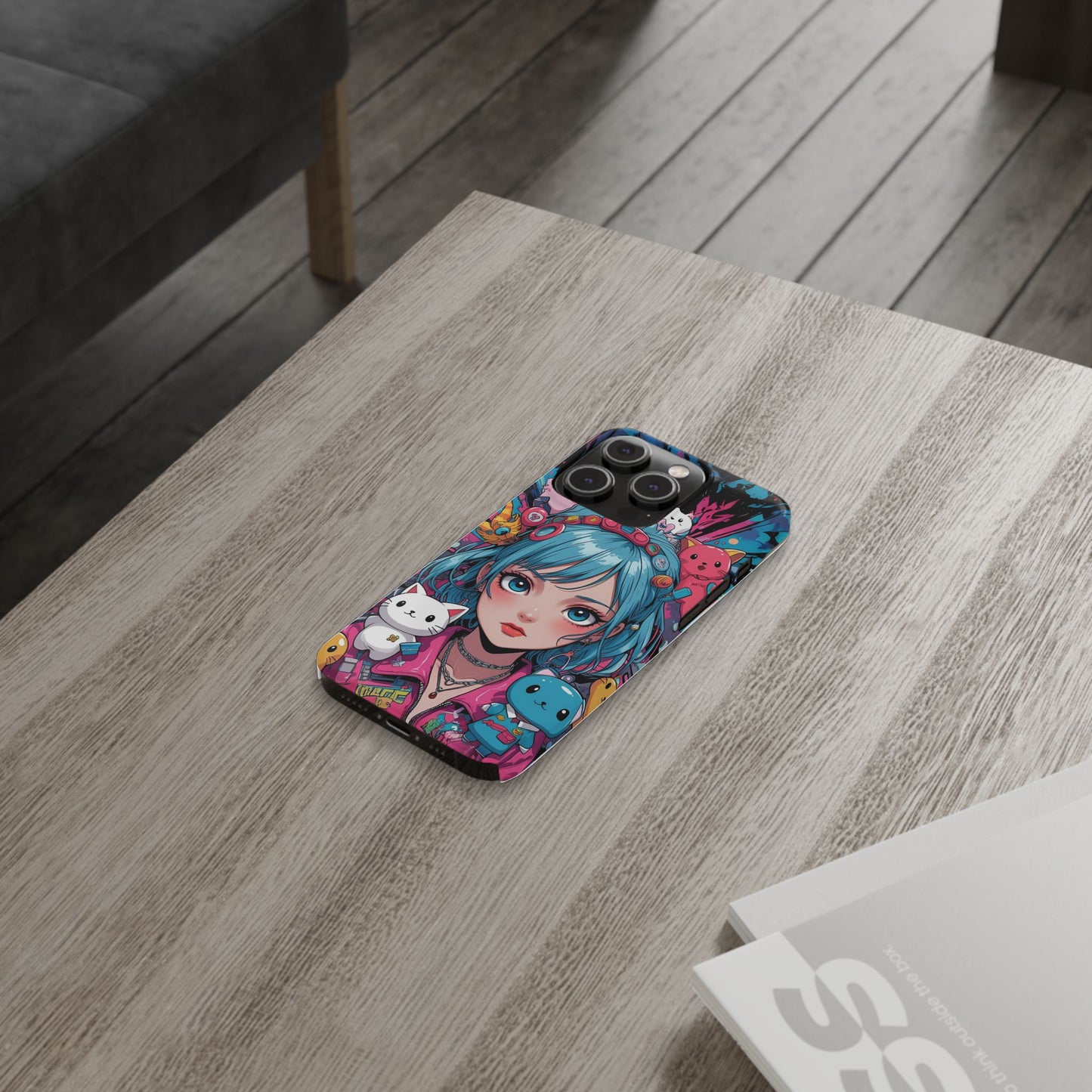 Y2K Anime Girl Slim Phone Case - Cute Maximalist Aesthetic, Kawaii Vaporwave Style, Pop Culture Lovers and Special Occasions