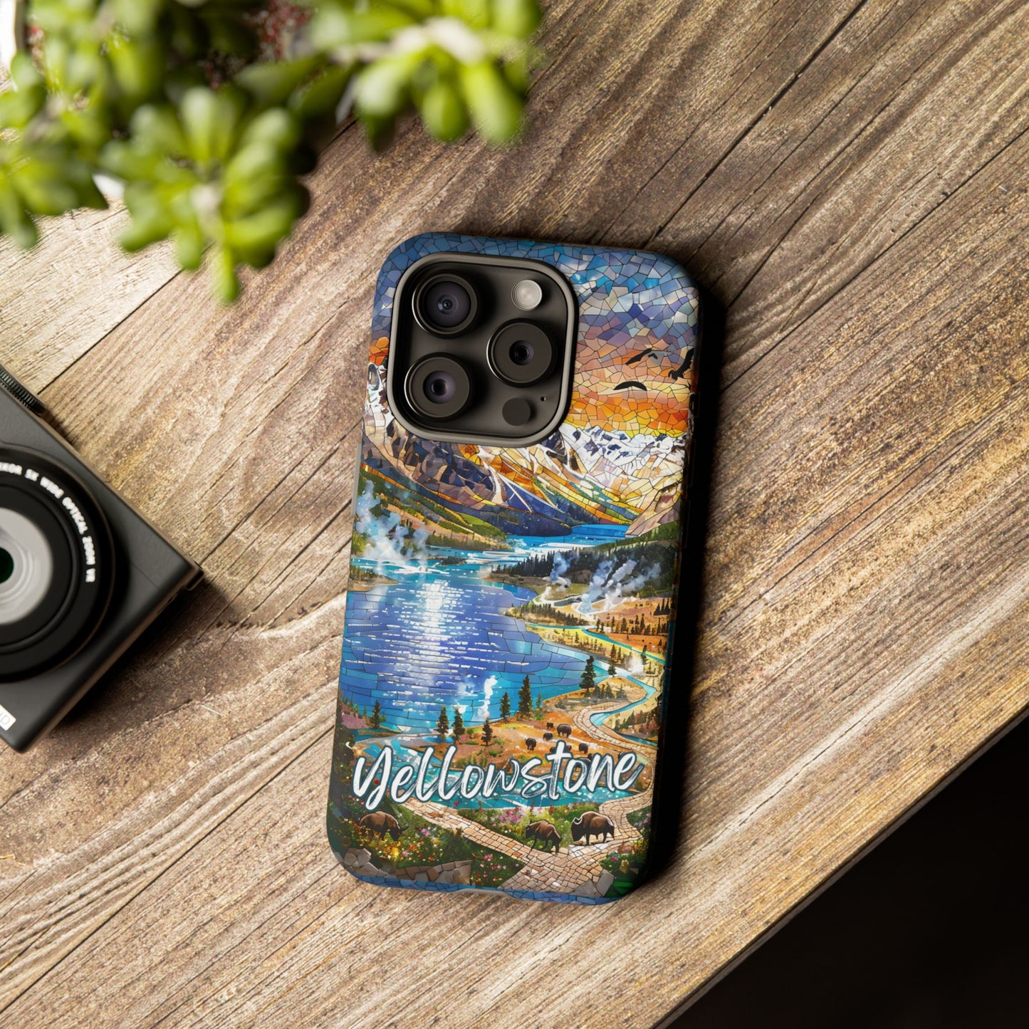 Yellowstone  National Park Phone Case, Mosaic Phone Case, Yellowstone National Park Gift, Scenic Mountains Phone Cover, Landscape Aesthetic