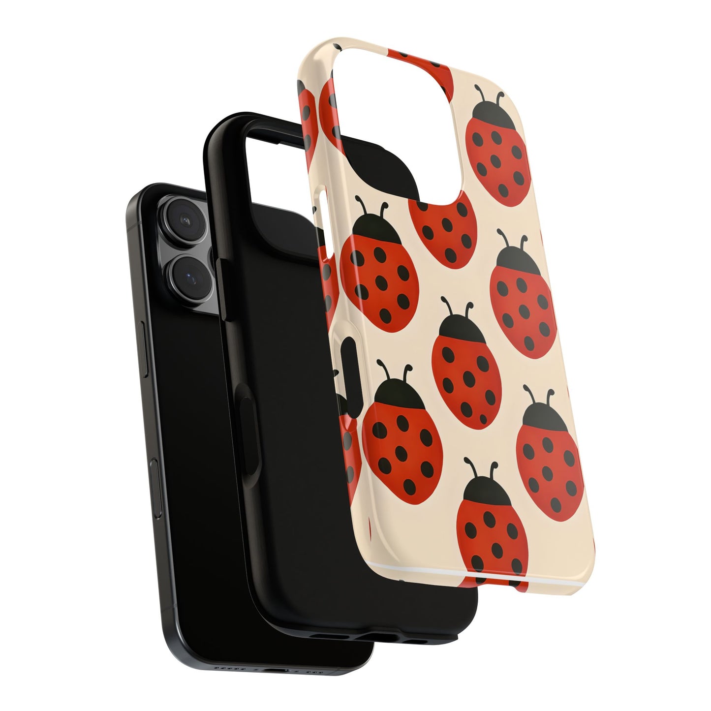 Cute Ladybug Tough Phone Case - Red and Black Insect Pattern, Nature-Inspired Design, Compatible with iPhone, Galaxy, and Google Phones