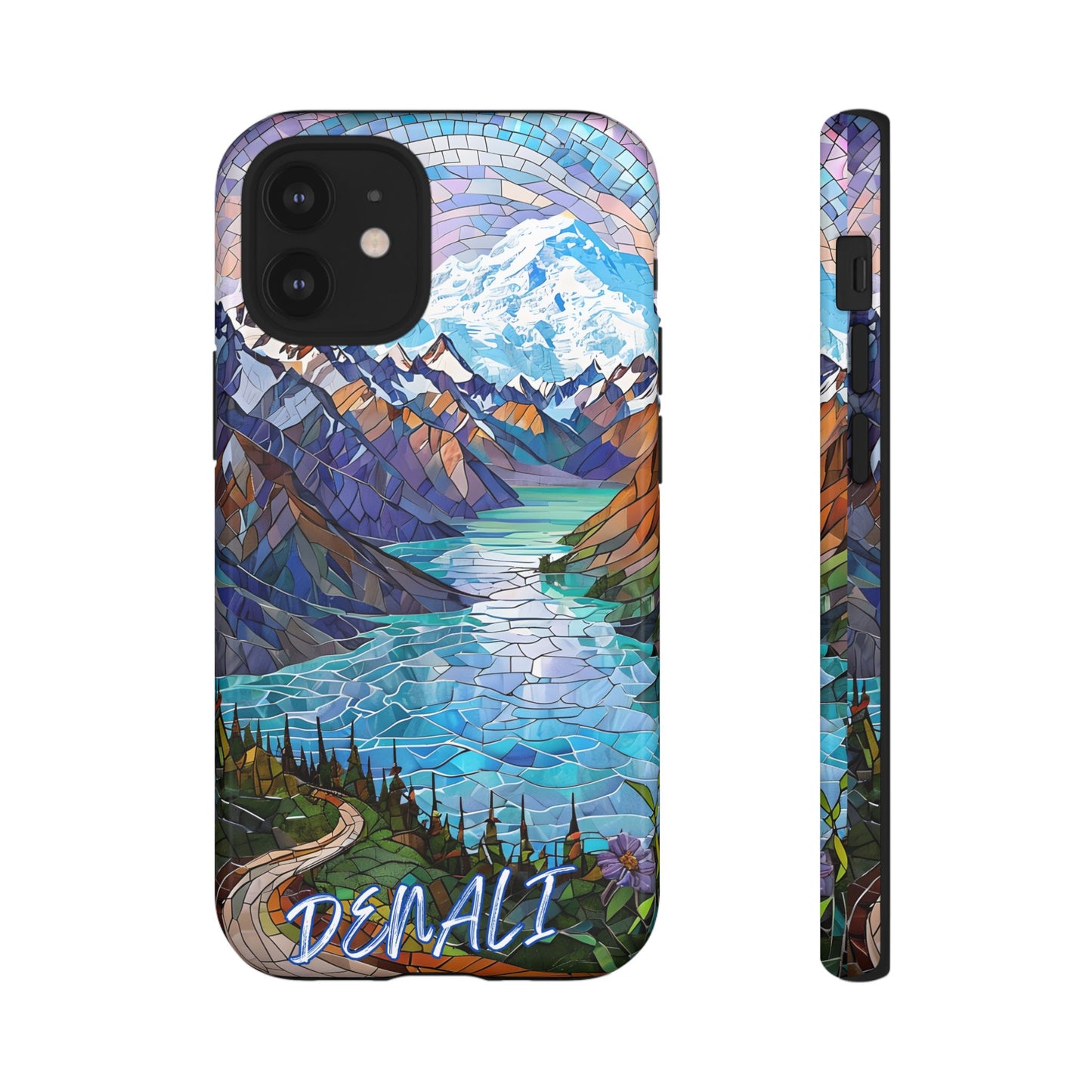Denali National Park Alaska Phone Case, Mosaic Phone Case, Mountain Nature Art, National Park Gift,Stained Glass Scenic Forest Phone Cover,