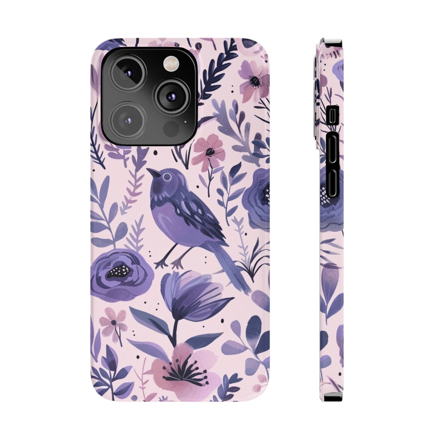 Floral Bird Slim Phone Case, Elegant Phone Cover, Cute Gift for Bird Lovers, Spring Vibes, Nature-Inspired