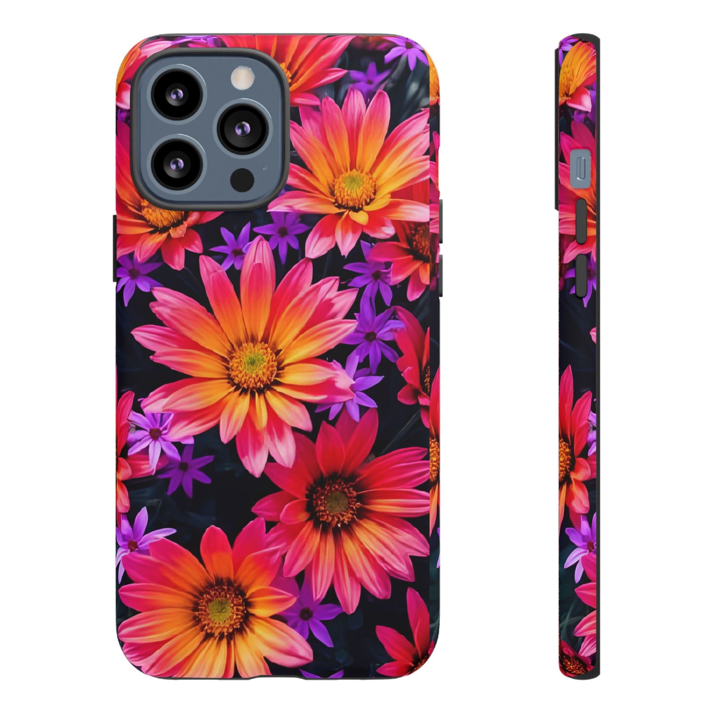 Bold Garden Flower Tough Phone Case - Colorful Floral Print, Bright Botanical Aesthetic, Compatible with iPhone, Galaxy, and Google Phones