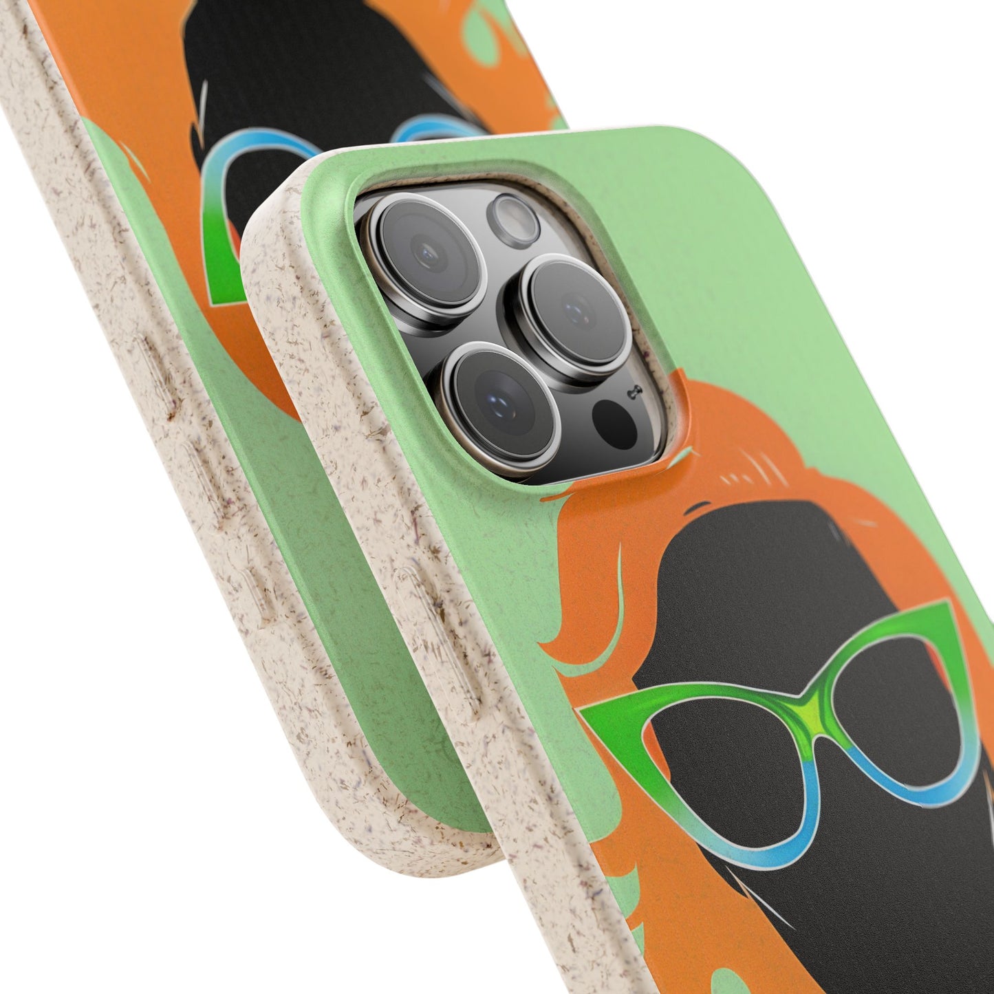 Ginger Woman Biodegradable Phone Case, Irish Green Sunglasses Portrait, St Patricks Day Redhead Art Cover Compatible with iPhone