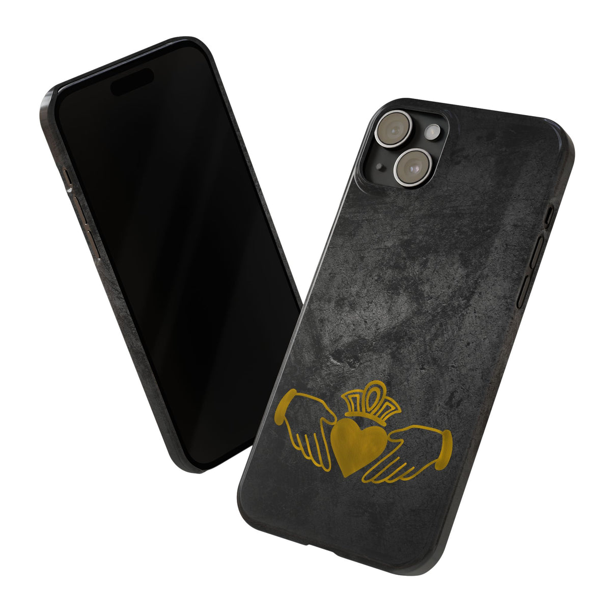 Claddagh Slim Phone Case Irish Symbol Ring Black Gold Design Love Loyalty Friendship Compatible with iPhone 17 16 15 14 13 12 11