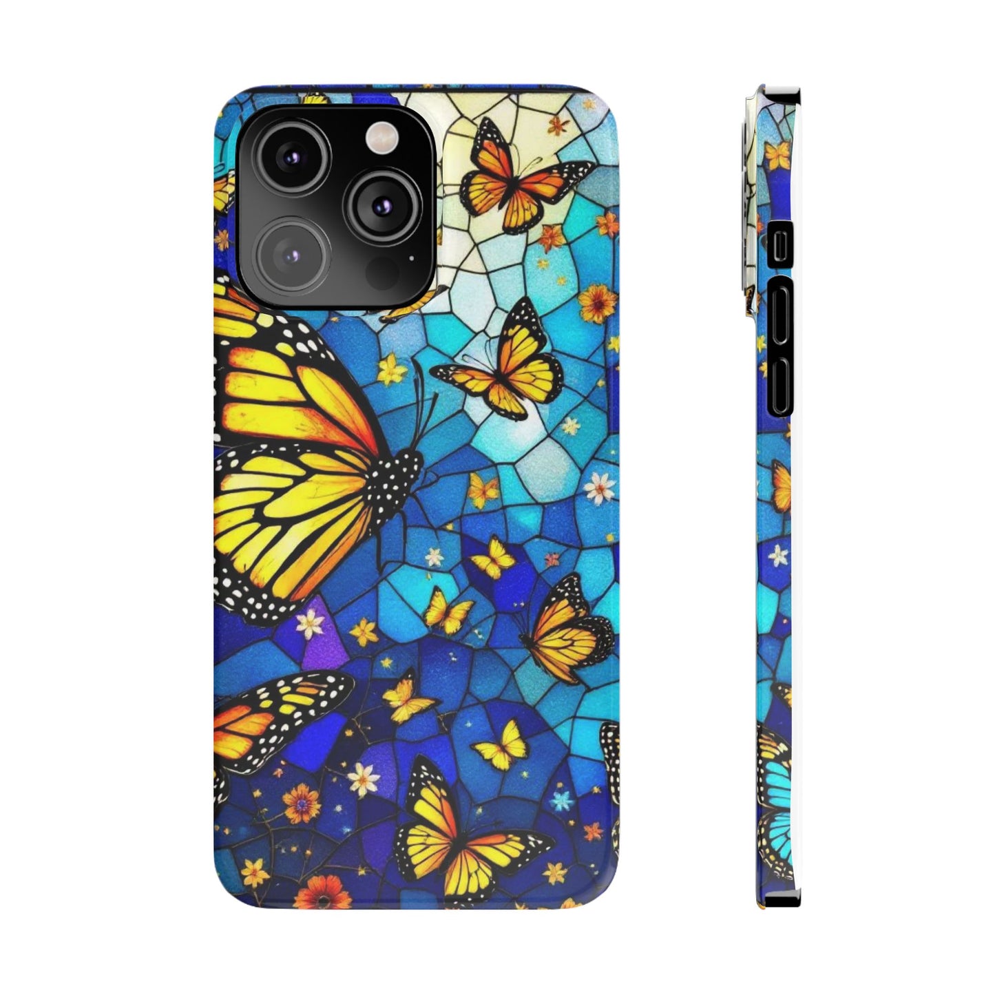 Butterfly Garden Slim Phone Case - Colorful Floral Design, Gift for Nature Lovers, Birthday Surprise, Eco-Friendly, Summer Vibes