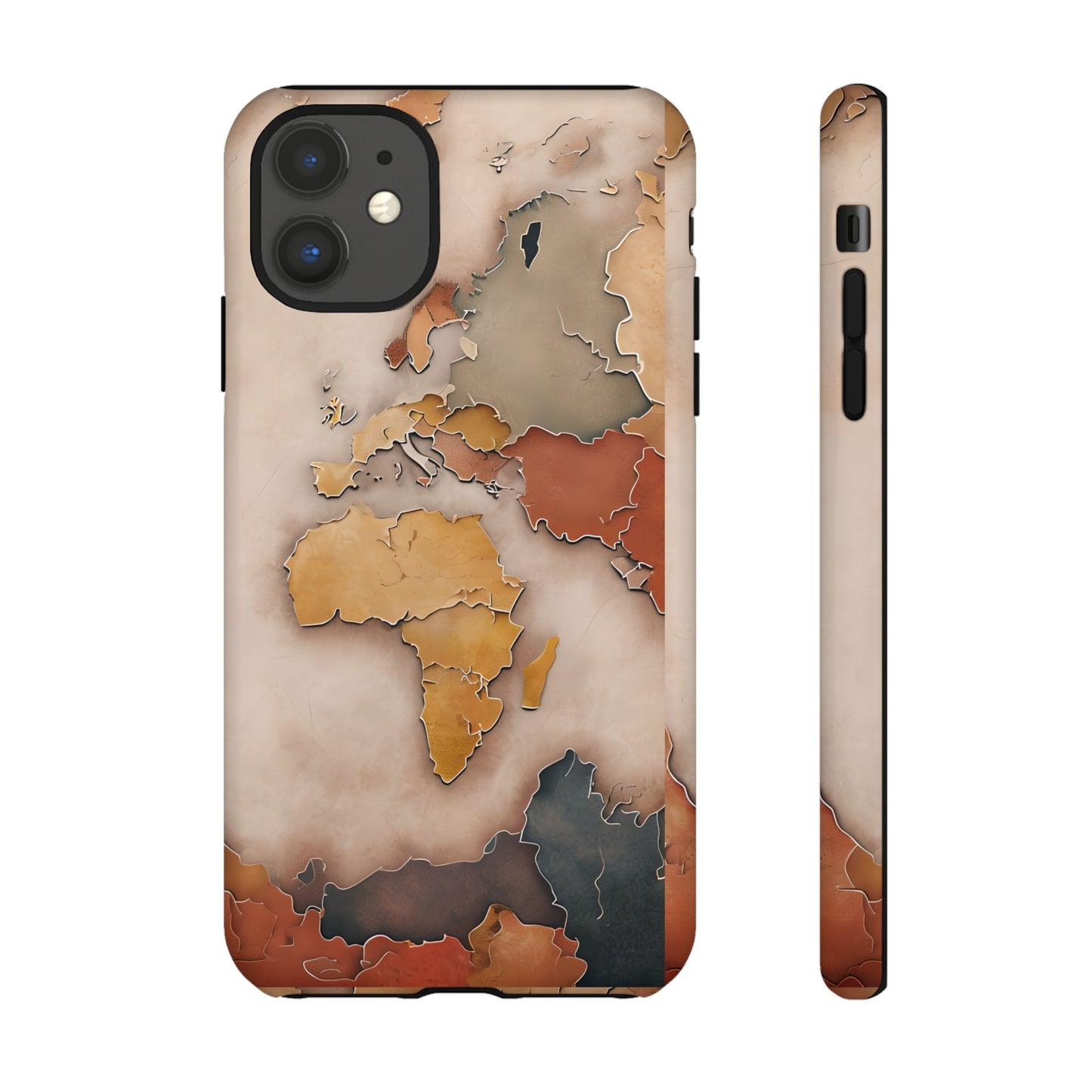 Vintage World Map Phone Case - Old World Travel Aesthetic - Antique Earth Globe Tough Phone Cover - Compatible with iPhone, Galaxy, Google