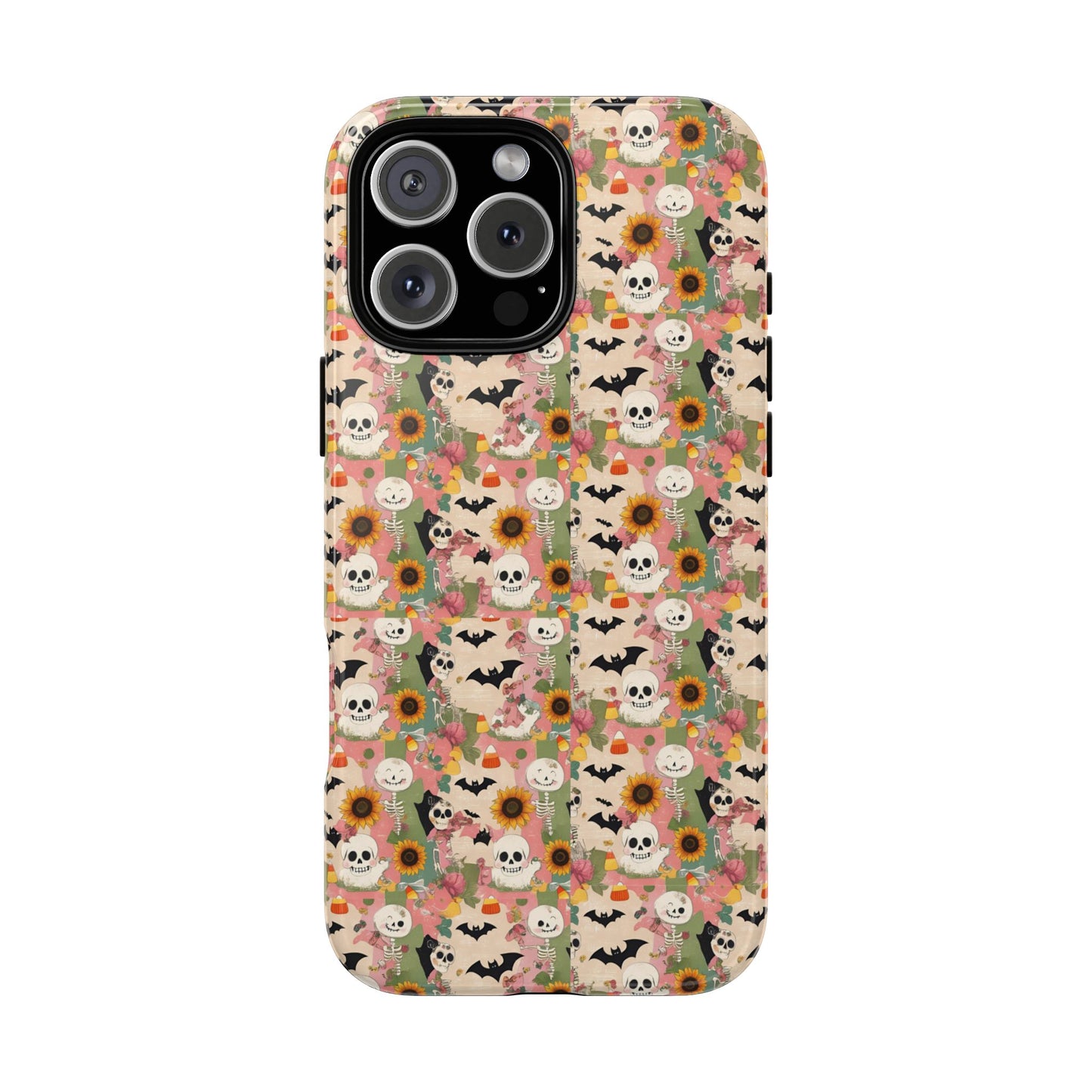 Summerween Skeleton Phone Case, Pastel Goth Halloween Phone Cover - Spooky Floral Cute Pumpkin Goth Vibe, Pastel Fall Aesthetic Horror Gift