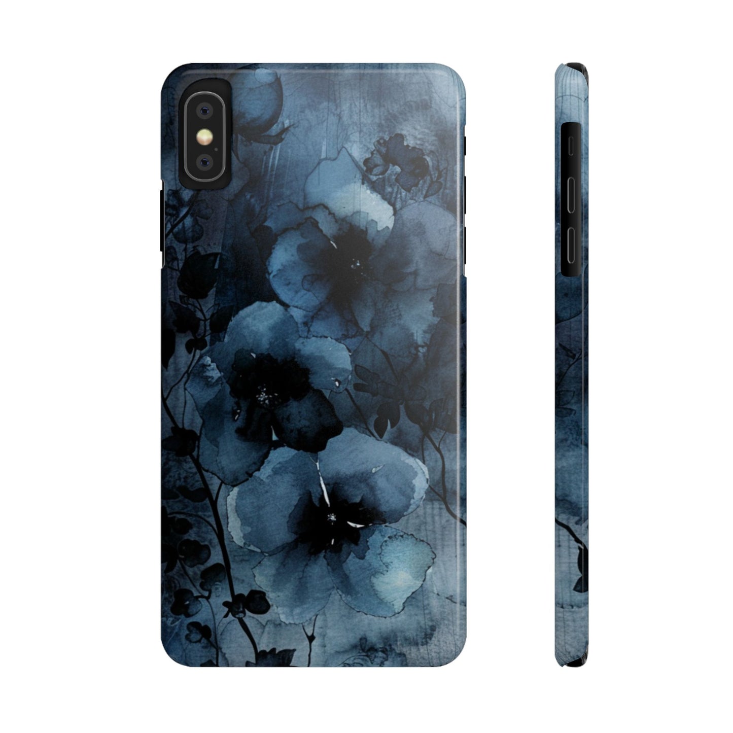 Elegant Floral Slim Phone Cases | Trendy Phone Cover, Blue Flower Design, Gift for Her, Stylish Mobile Case, Floral Accessories