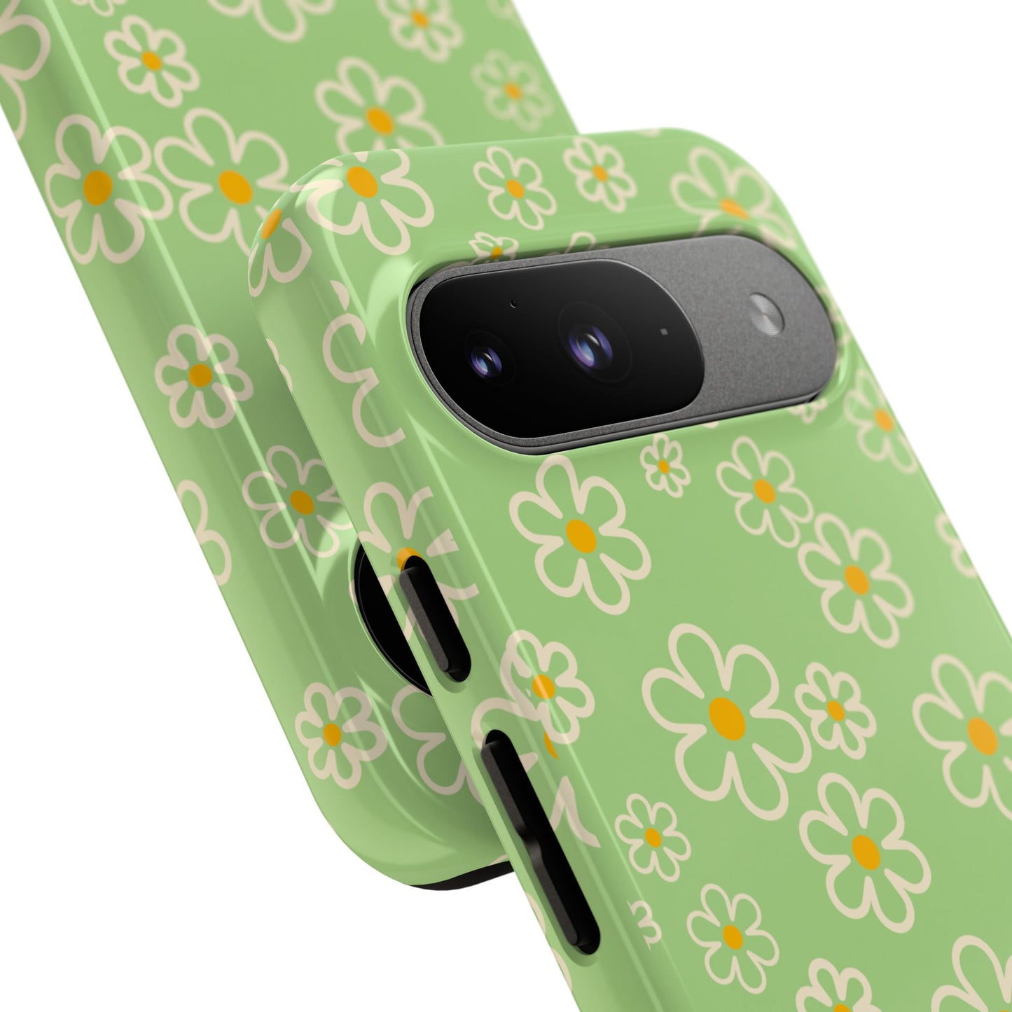 Minimal Daisy Flower Tough Phone Case - Retro Coquette Floral Print, Cute Soft Aesthetic, Compatible with iPhone, Galaxy, and Google Phones