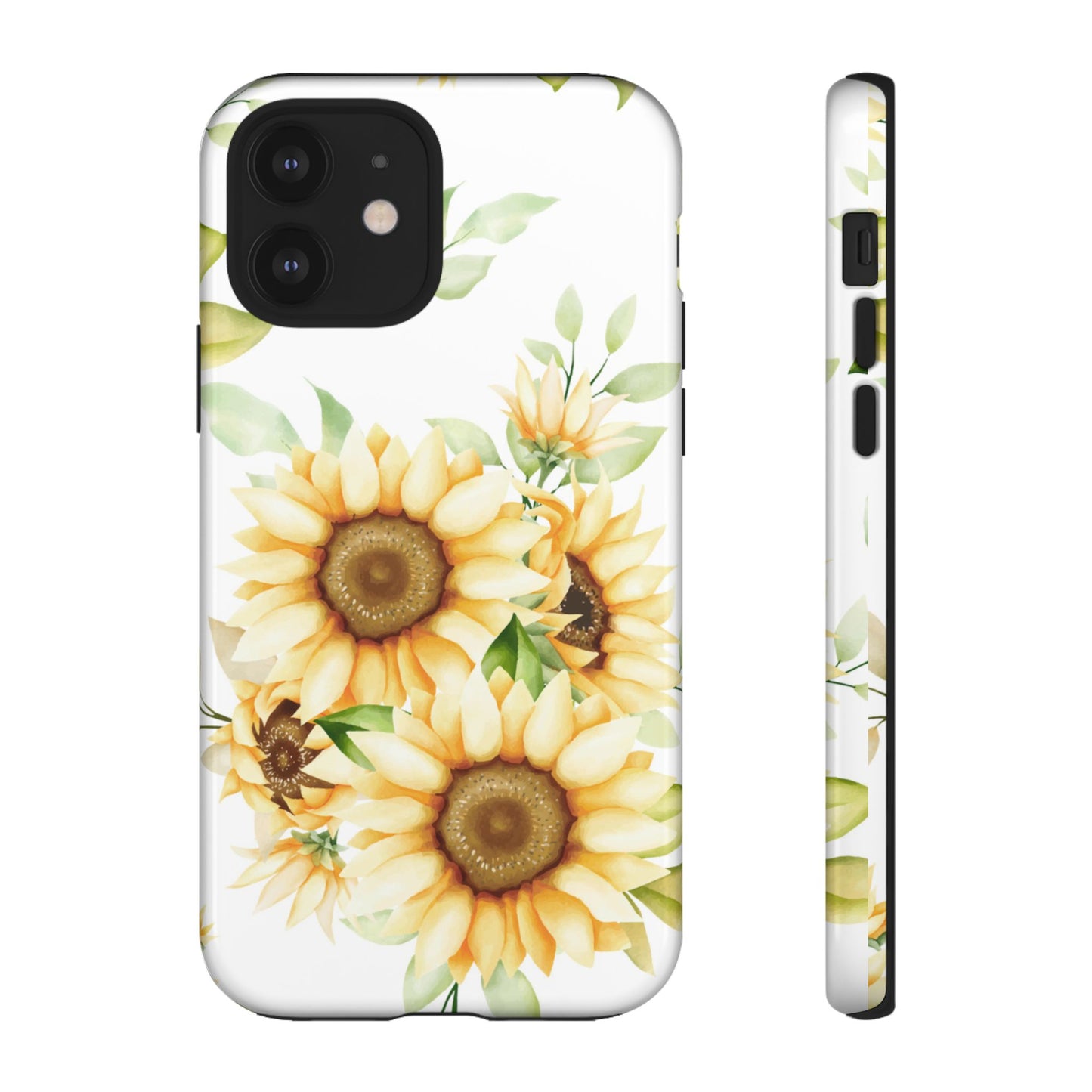 Sunflower Floral Tough Phone Case - Watercolor Botanical Art, Bright Nature Aesthetic, Compatible with iPhone, Galaxy, and Google Phones