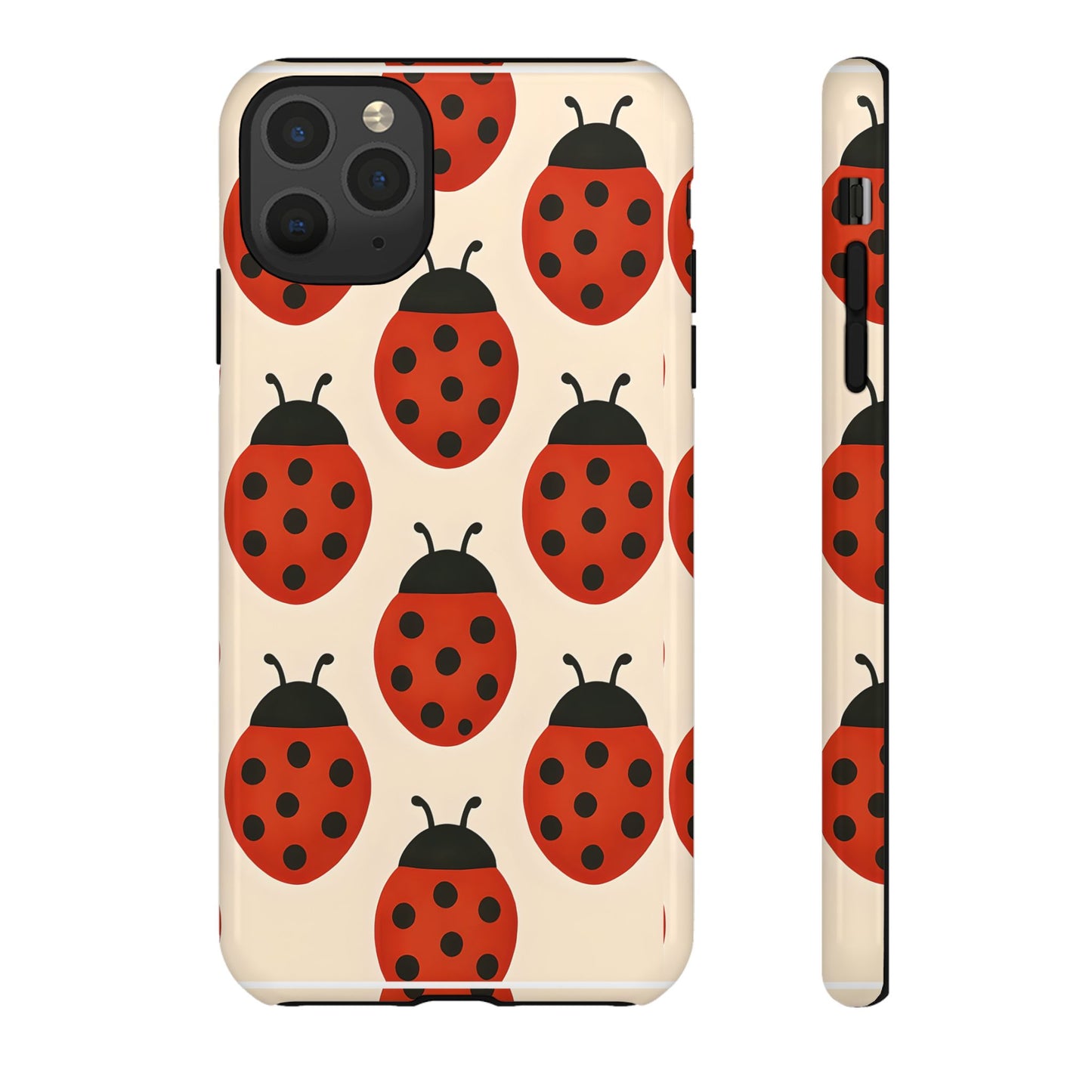 Cute Ladybug Tough Phone Case - Red and Black Insect Pattern, Nature-Inspired Design, Compatible with iPhone, Galaxy, and Google Phones