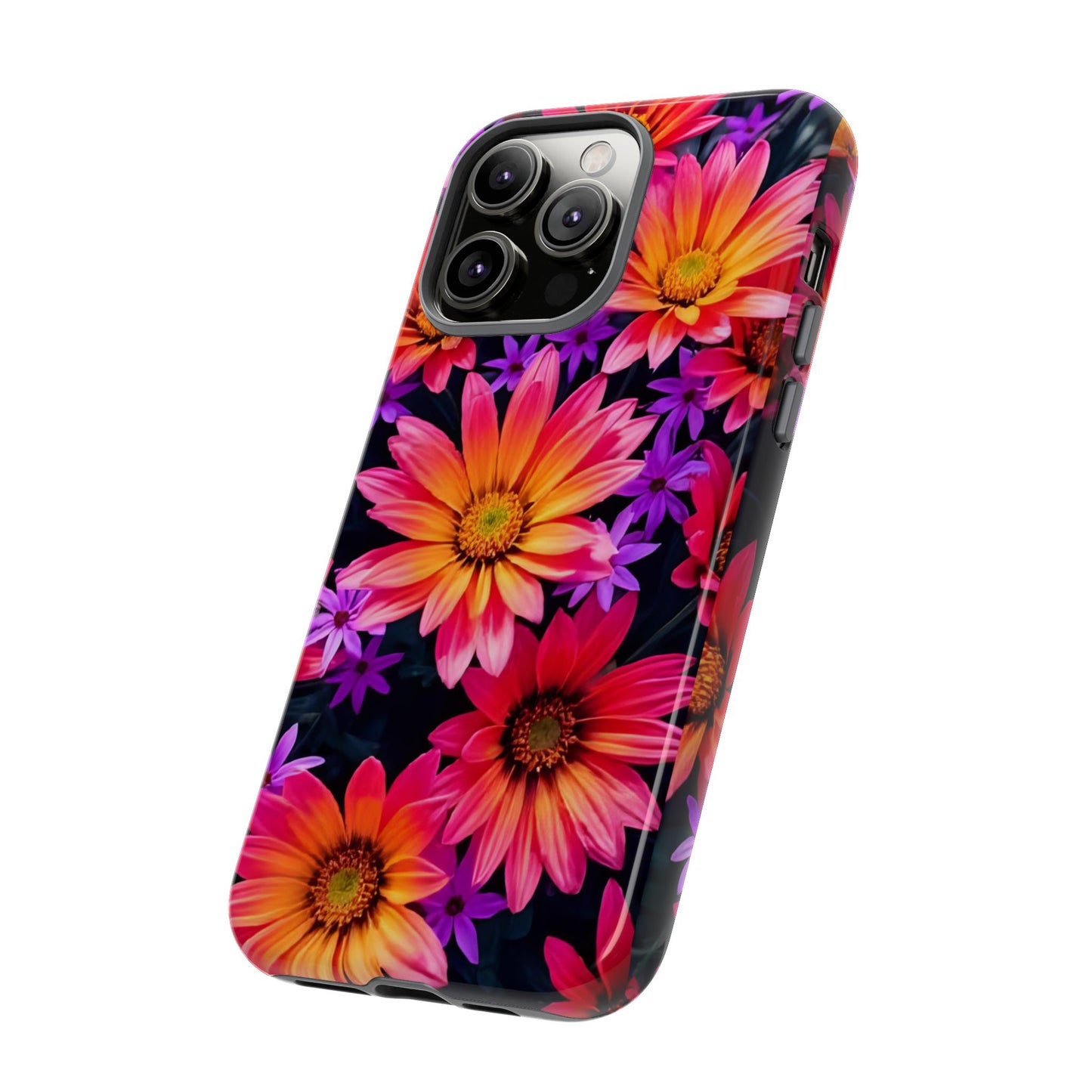 Bold Garden Flower Tough Phone Case - Colorful Floral Print, Bright Botanical Aesthetic, Compatible with iPhone, Galaxy, and Google Phones