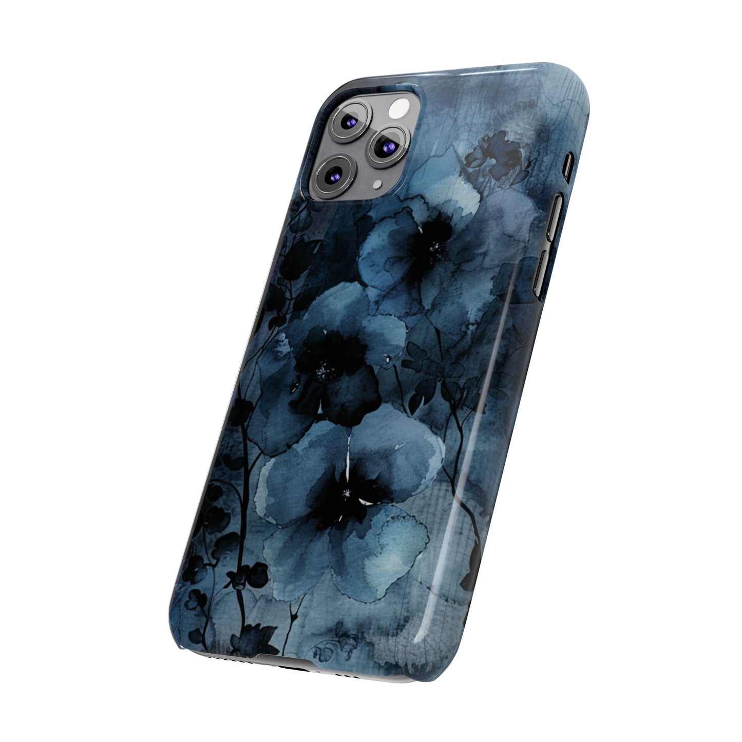 Elegant Floral Slim Phone Cases | Trendy Phone Cover, Blue Flower Design, Gift for Her, Stylish Mobile Case, Floral Accessories