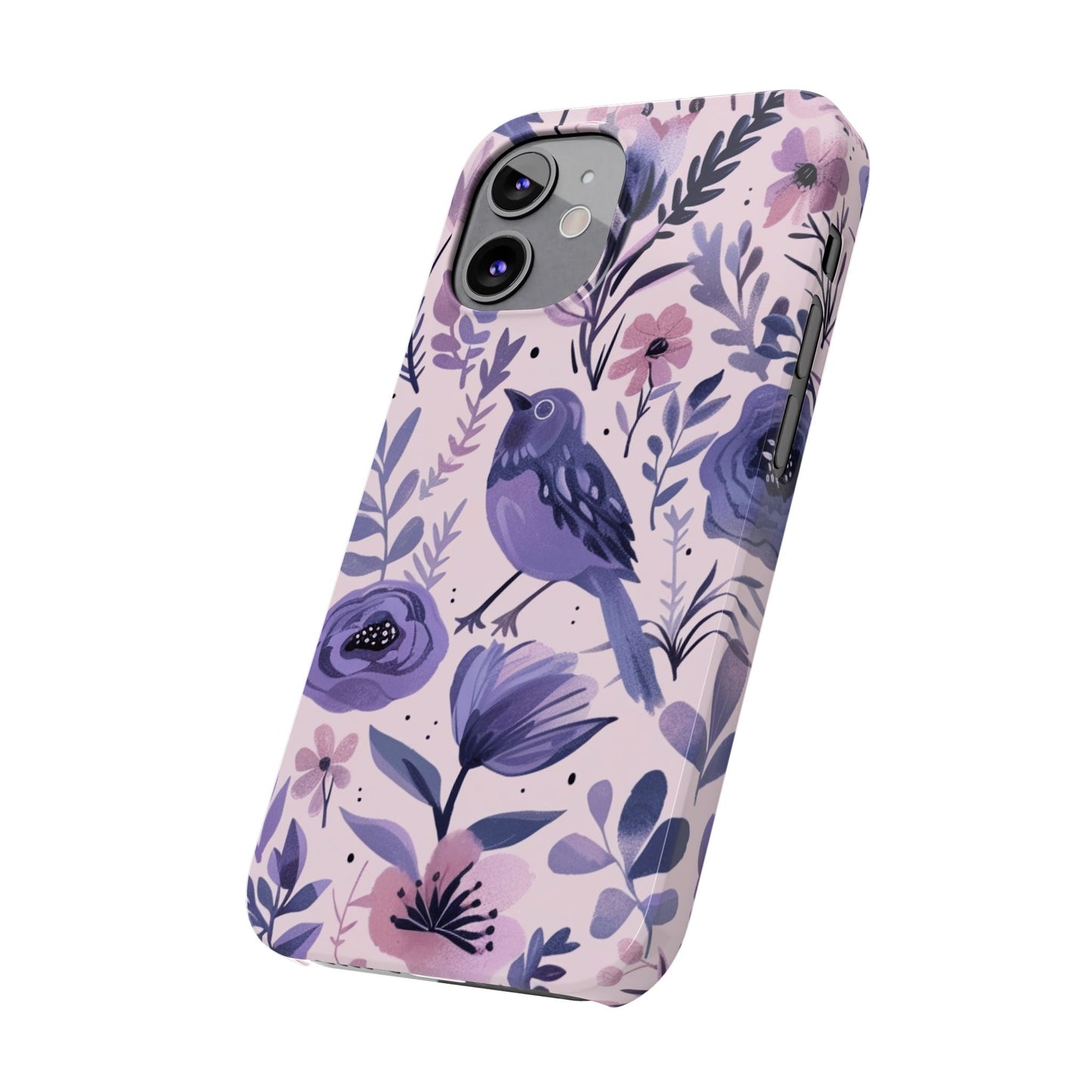 Floral Bird Slim Phone Case, Elegant Phone Cover, Cute Gift for Bird Lovers, Spring Vibes, Nature-Inspired