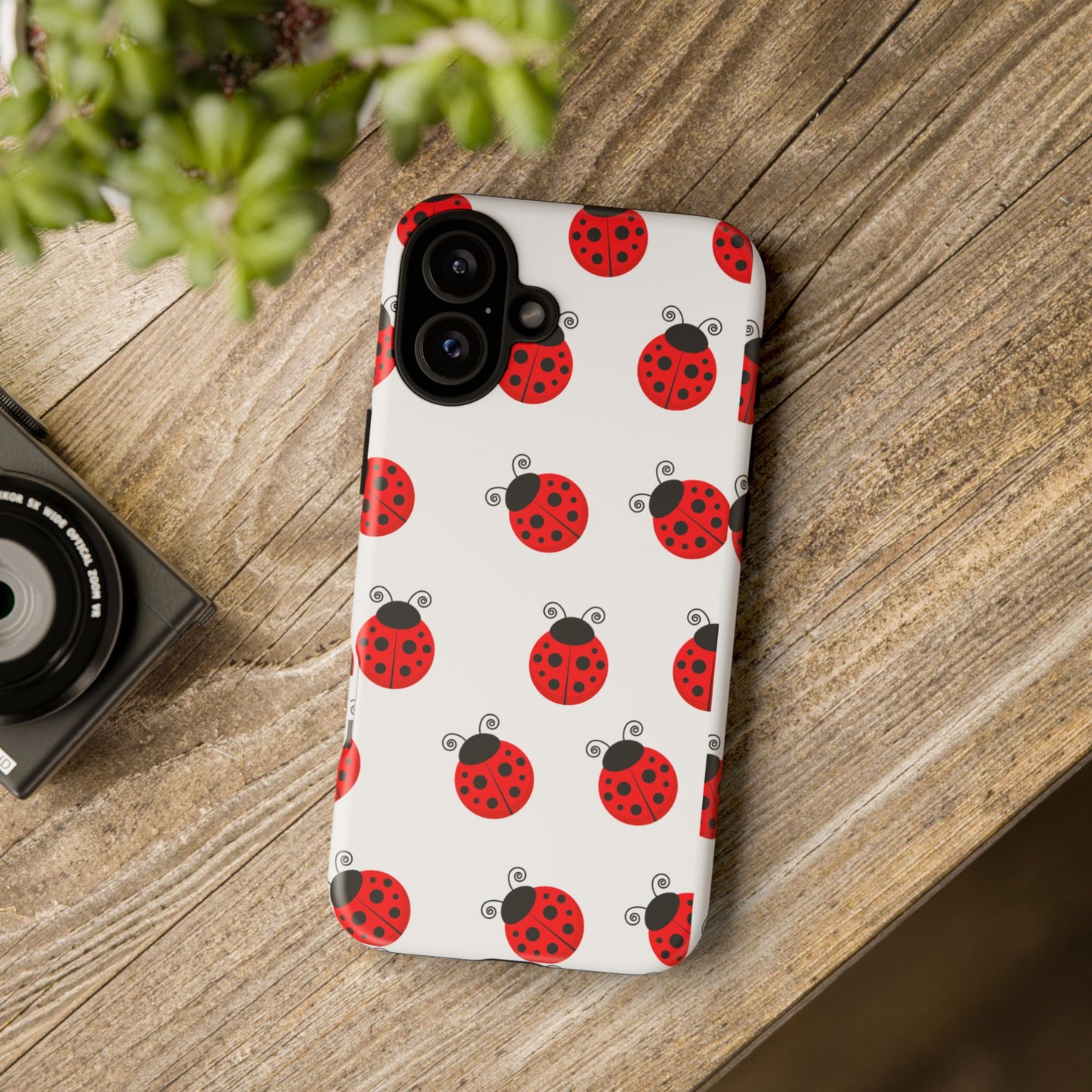 Ladybug Tough Phone Case - Cute Insect Aesthetic, Nature-Inspired Pattern Art, Compatible with iPhone, Galaxy, and Google Phones