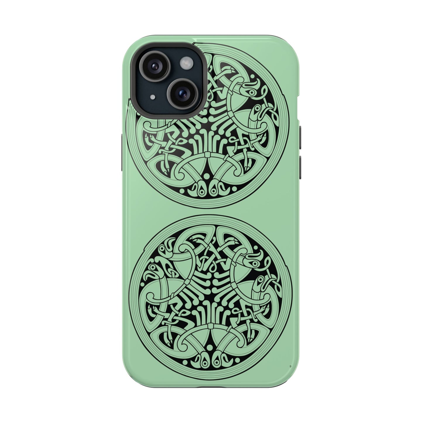 Celtic Medallion Magnetic Phone Case, Mint Green Design, St. Patrick Phone Cover Compatible with iPhone 17, 16, 15, 14, 13