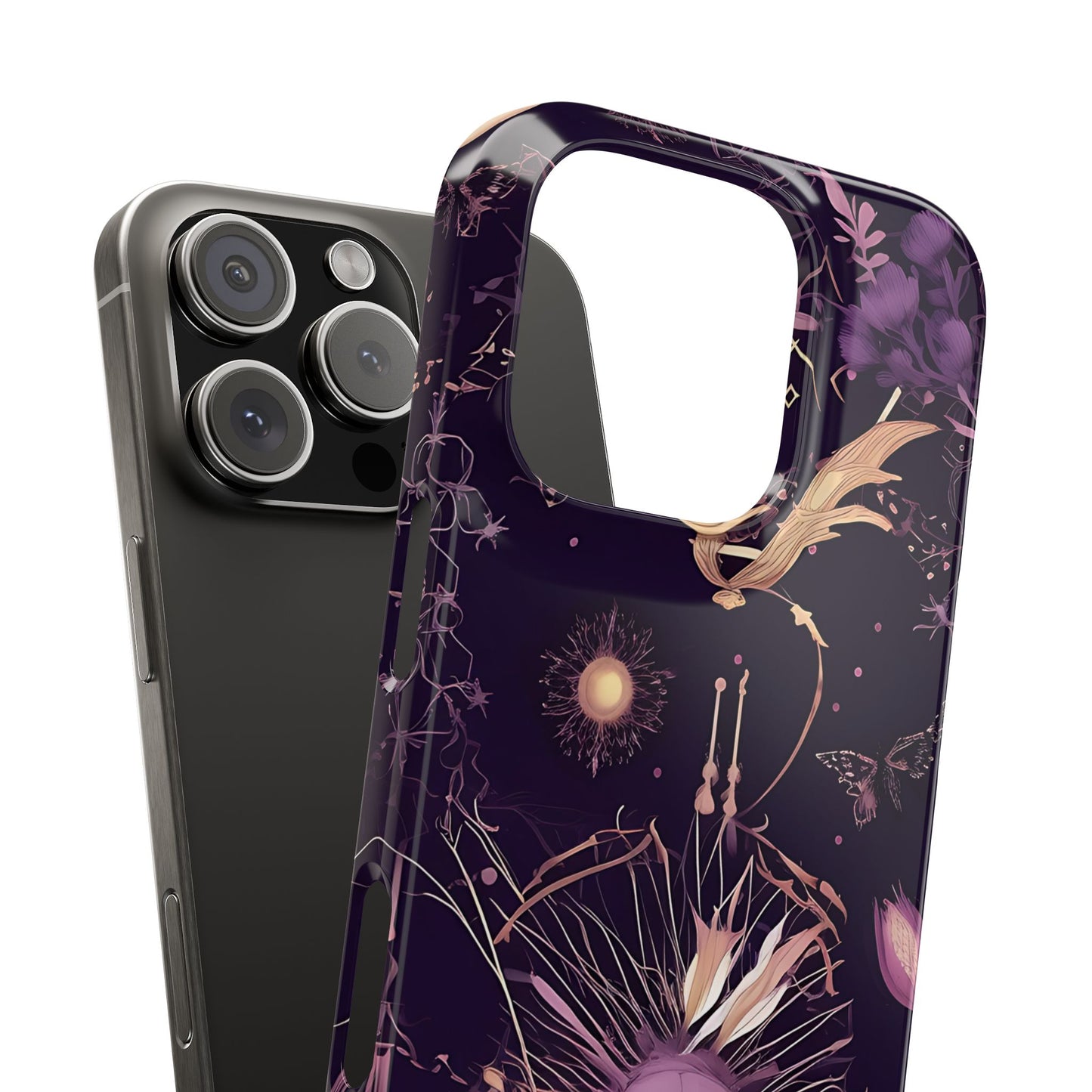 Gothic Floral Slim Phone Cases, Ghostly Style Mobile Cover, Dark Aesthetic Gift, Unique Protective Case, Perfect for Halloween