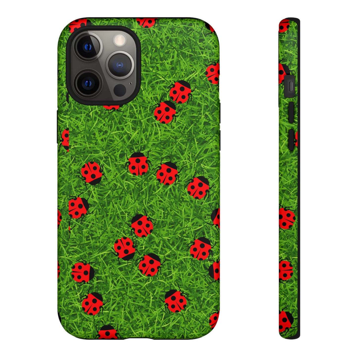 Ladybug Tough Phone Case - Cute Insect Aesthetic, Nature Pattern Art Design, Compatible with iPhone, Galaxy, and Google Phones