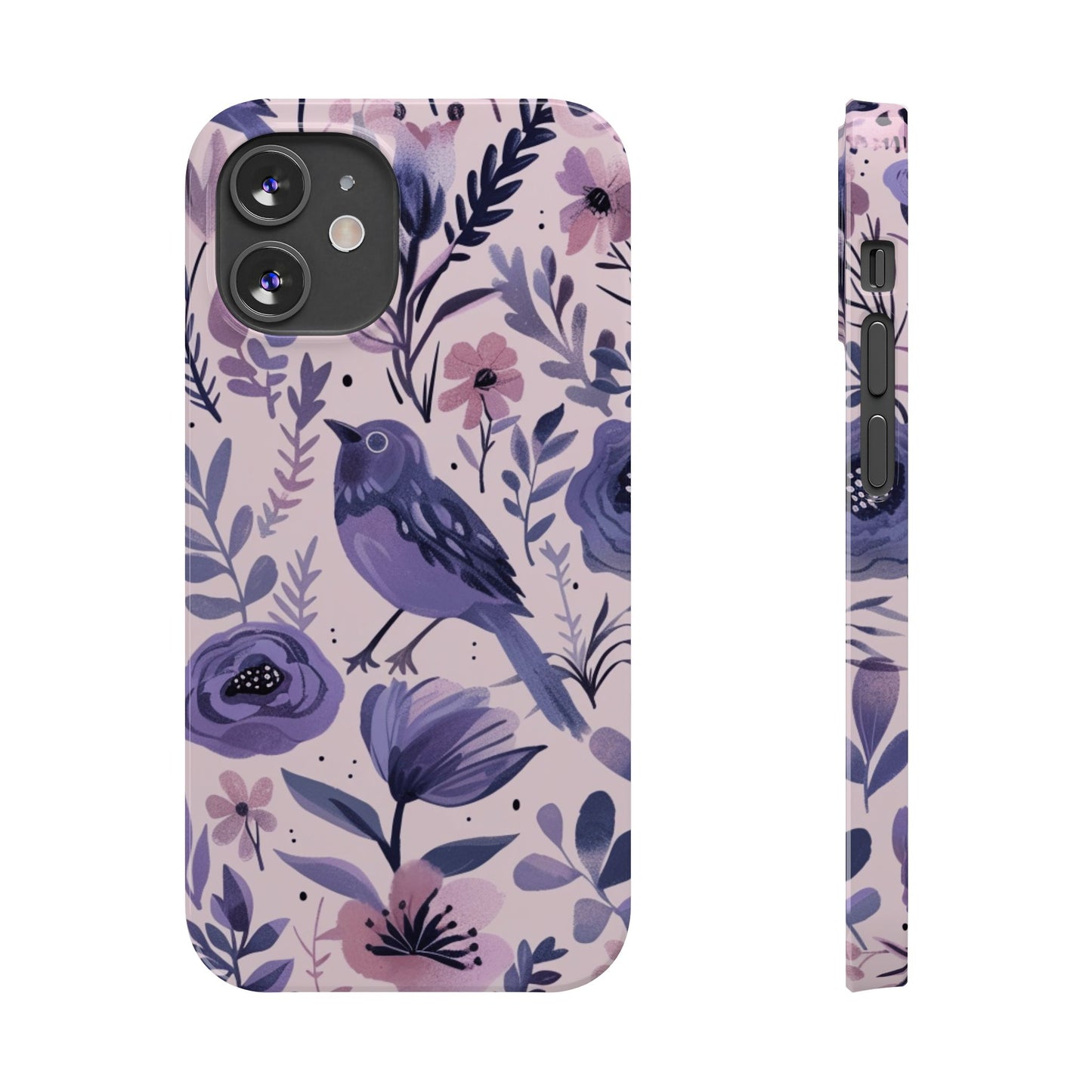 Floral Bird Slim Phone Case, Elegant Phone Cover, Cute Gift for Bird Lovers, Spring Vibes, Nature-Inspired