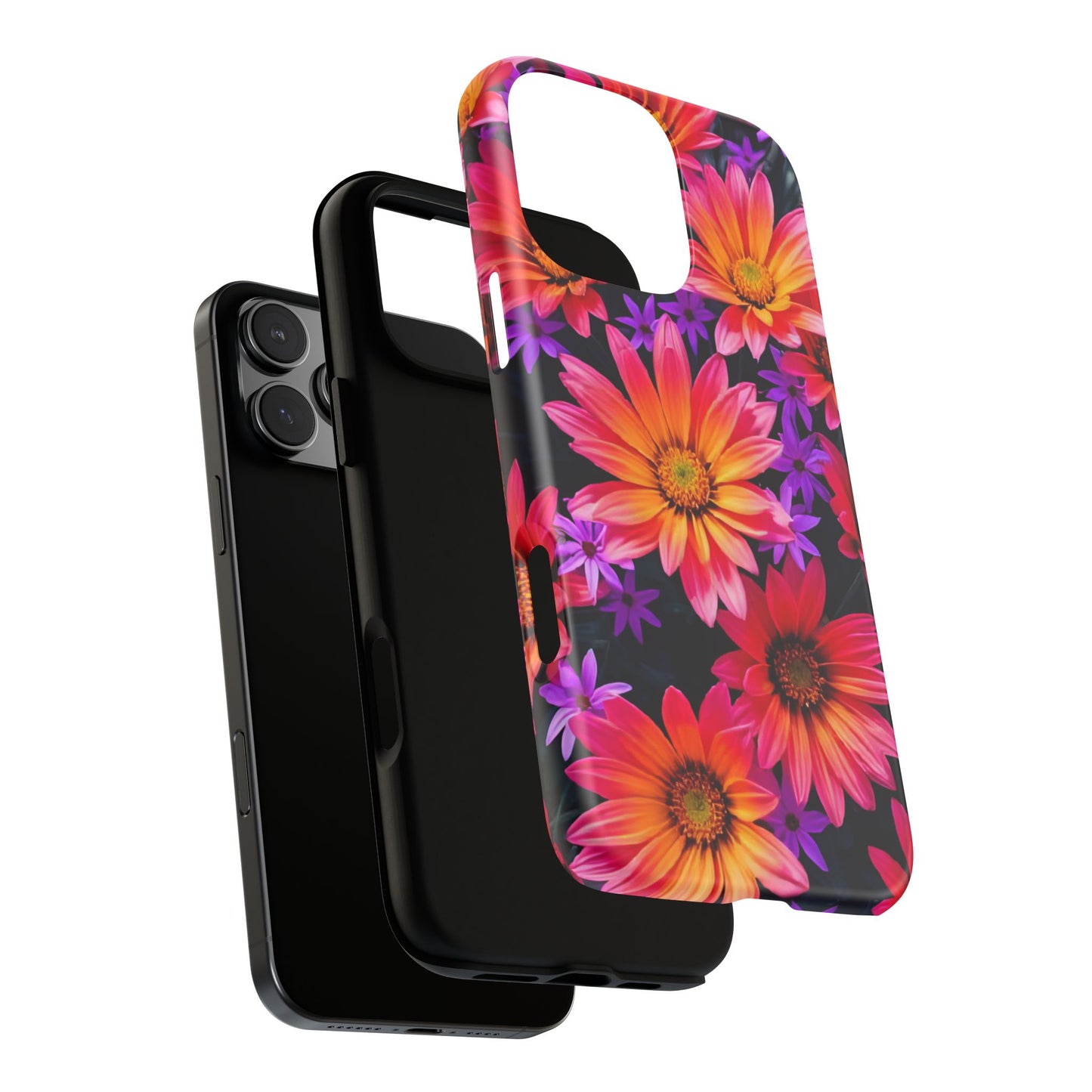 Bold Garden Flower Tough Phone Case - Colorful Floral Print, Bright Botanical Aesthetic, Compatible with iPhone, Galaxy, and Google Phones