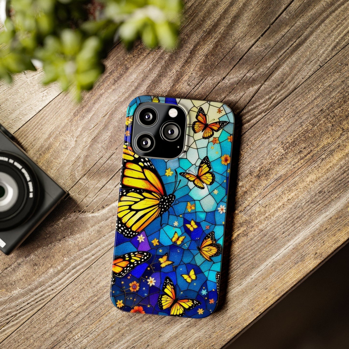 Butterfly Garden Slim Phone Case - Colorful Floral Design, Gift for Nature Lovers, Birthday Surprise, Eco-Friendly, Summer Vibes