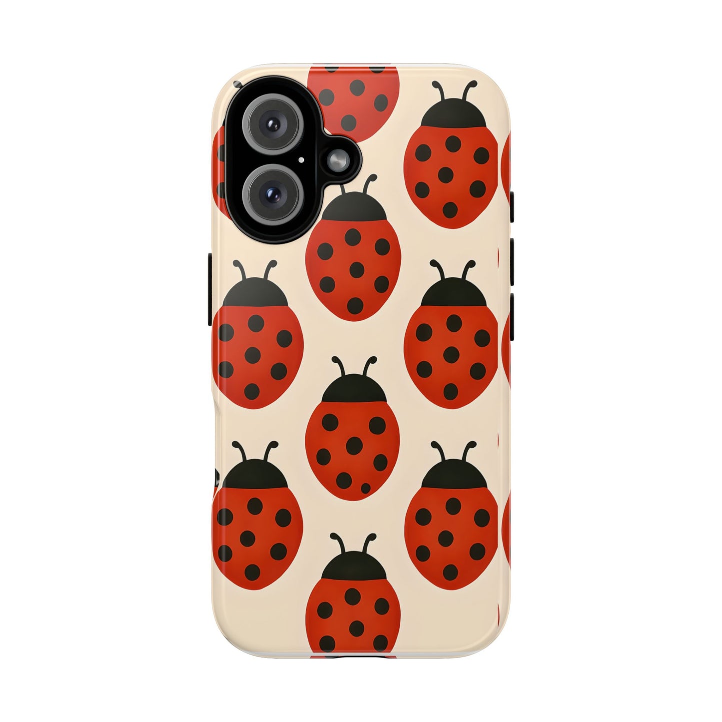 Cute Ladybug Tough Phone Case - Red and Black Insect Pattern, Nature-Inspired Design, Compatible with iPhone, Galaxy, and Google Phones