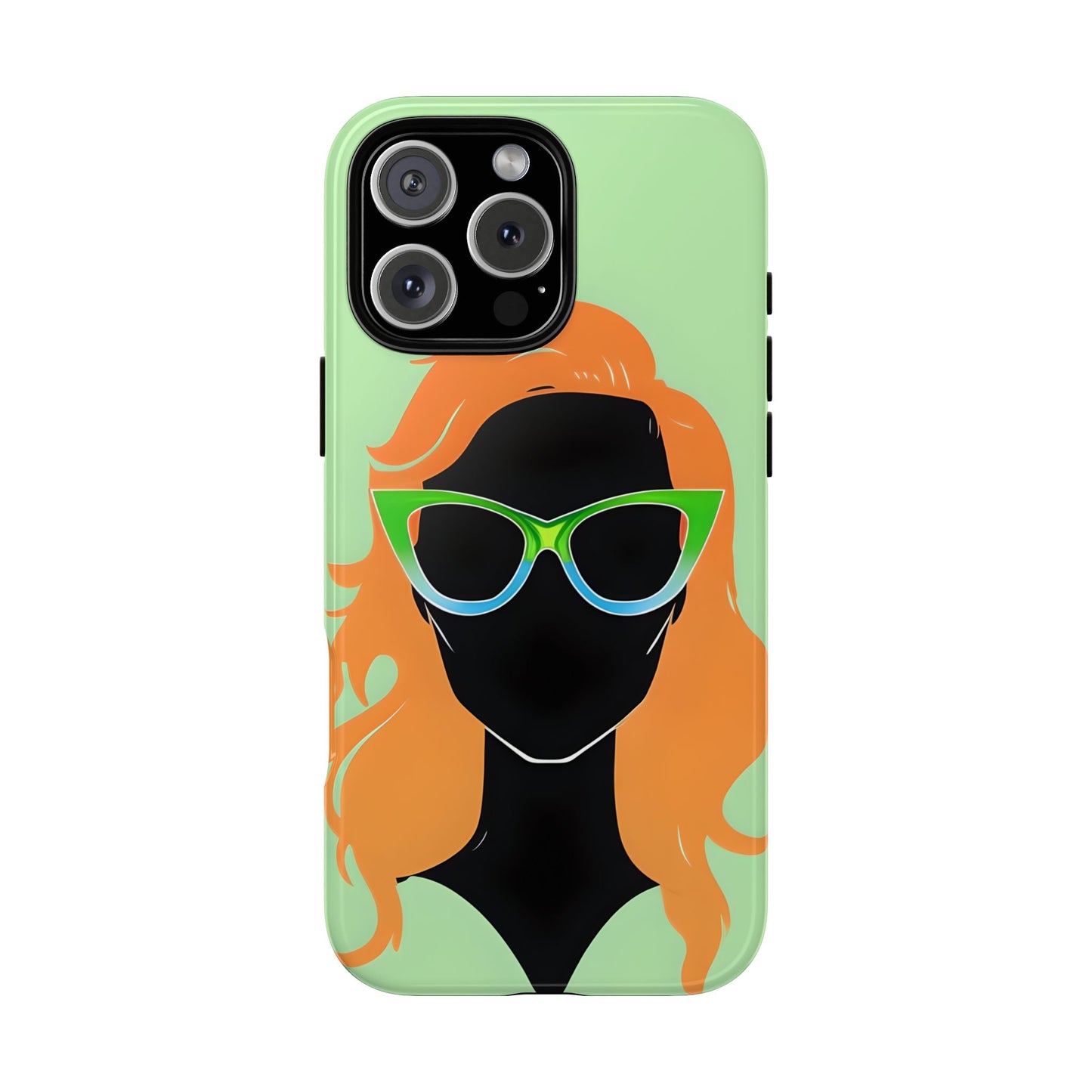 Ginger Woman Tough Phone Case, Irish Green Sunglasses Portrait, St Patricks Day Redhead Art Cover for iPhone Galaxy Google