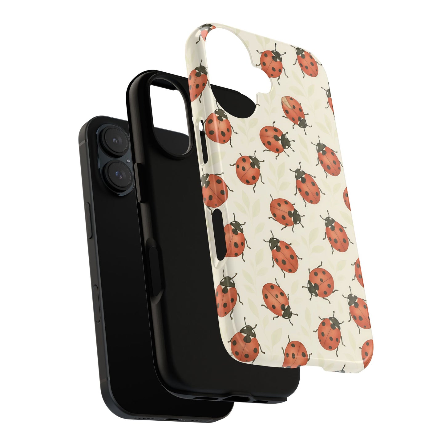 Ladybug Tough Phone Case - Cute Insect Aesthetic, Nature-Inspired Pattern Art, Compatible with iPhone, Galaxy, and Google Phones