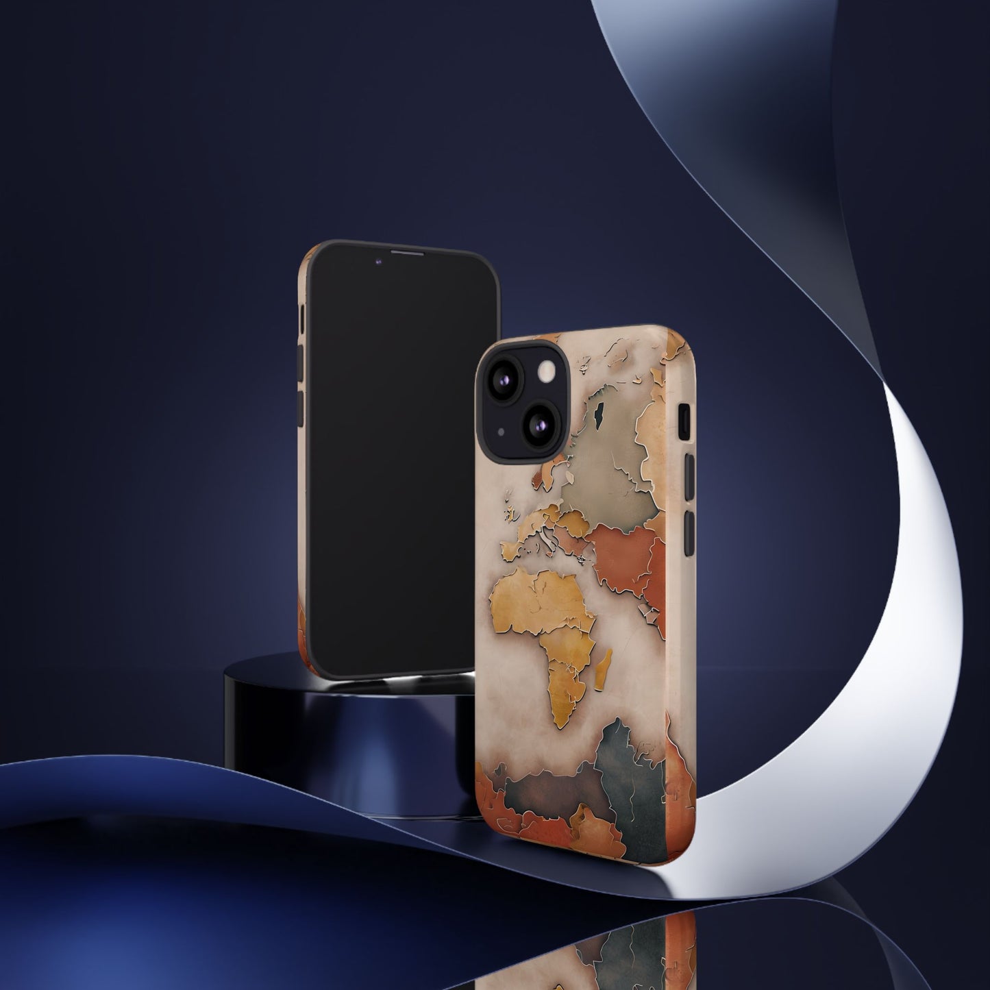 Vintage World Map Phone Case - Old World Travel Aesthetic - Antique Earth Globe Tough Phone Cover - Compatible with iPhone, Galaxy, Google