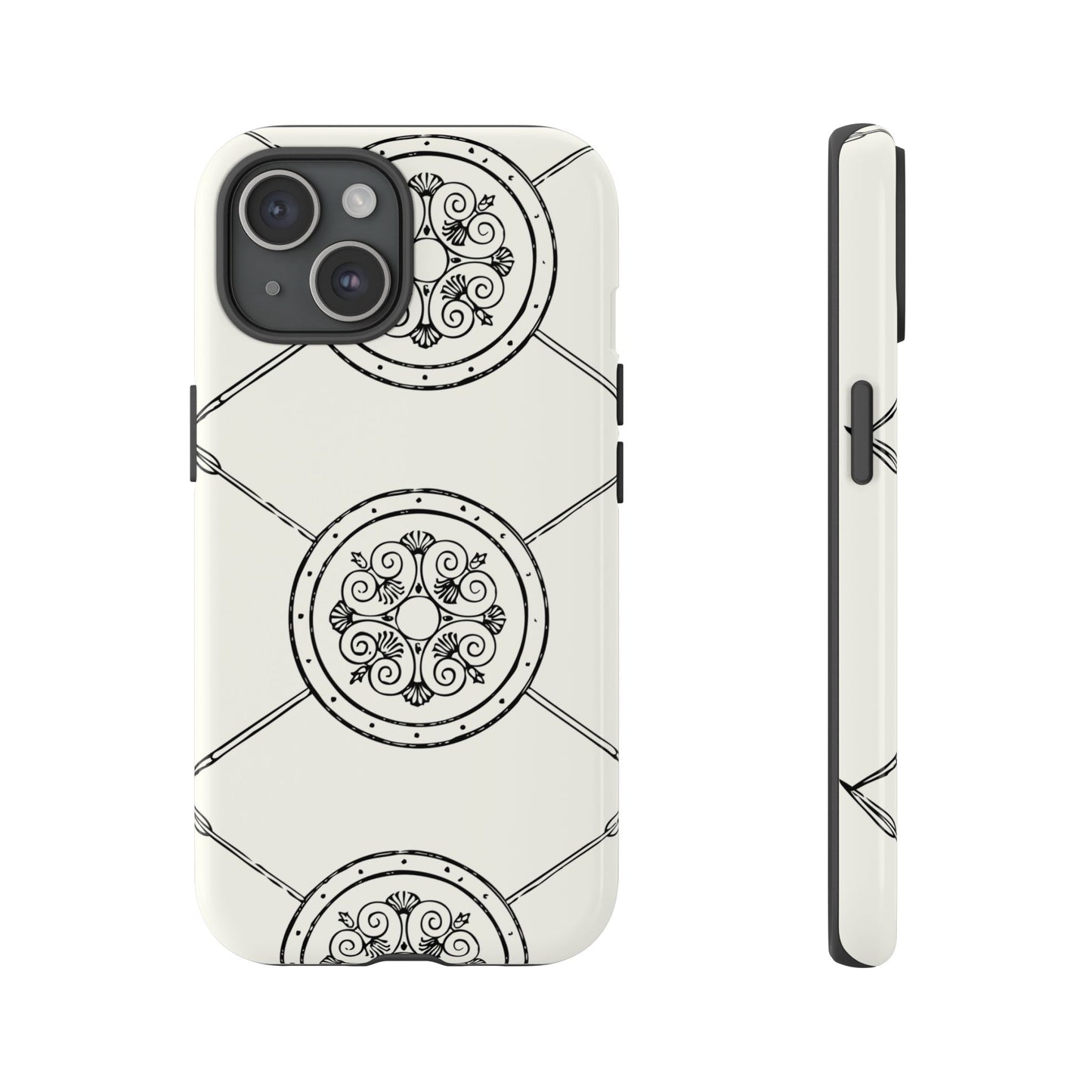 Tough Case Celtic Pattern White and Black Design Phone Cover Compatible with iPhone 17, 16, 15, 14, 13, Galaxy, Google, Irish Heritage Art