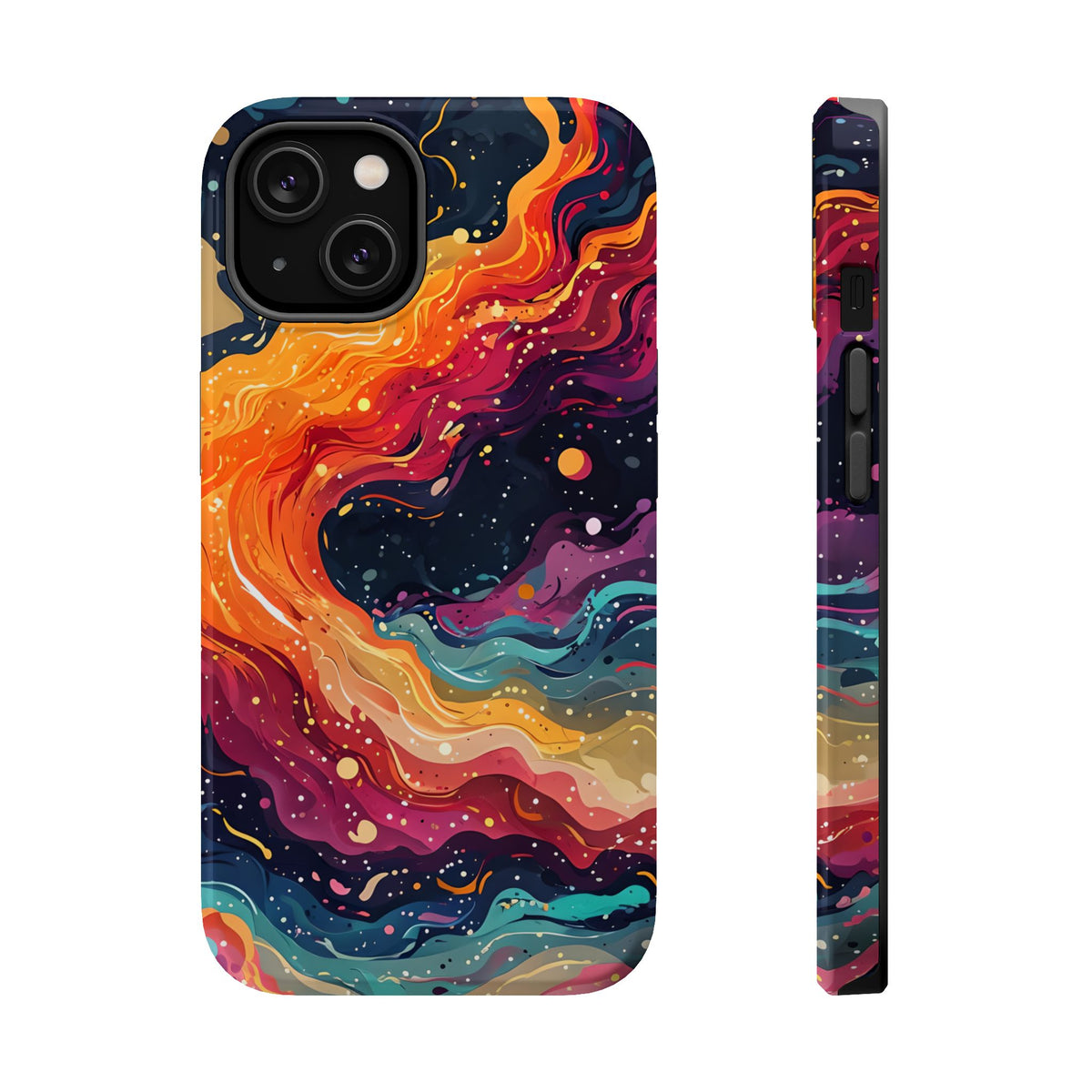 A vibrant abstract magnetic phone case designed to look like a cosmic river of stars and colors. Perfect for science fiction fans, fantasy lovers, and creatives who enjoy statement pieces that reflect the mystery and wonder of the universe.