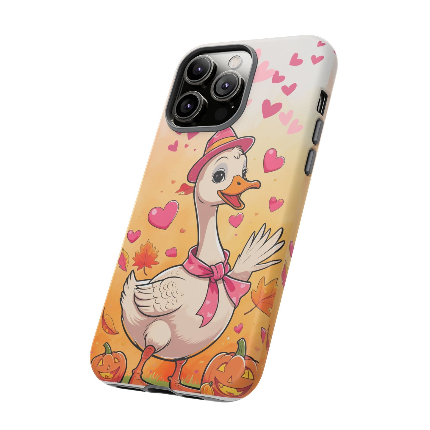 Summerween Silly Goose Phone Case, Coquette Halloween Phone Cover, Cozy Cute Halloween Aesthetic Case, Pink Hearts Fall Glam Girl Accessory