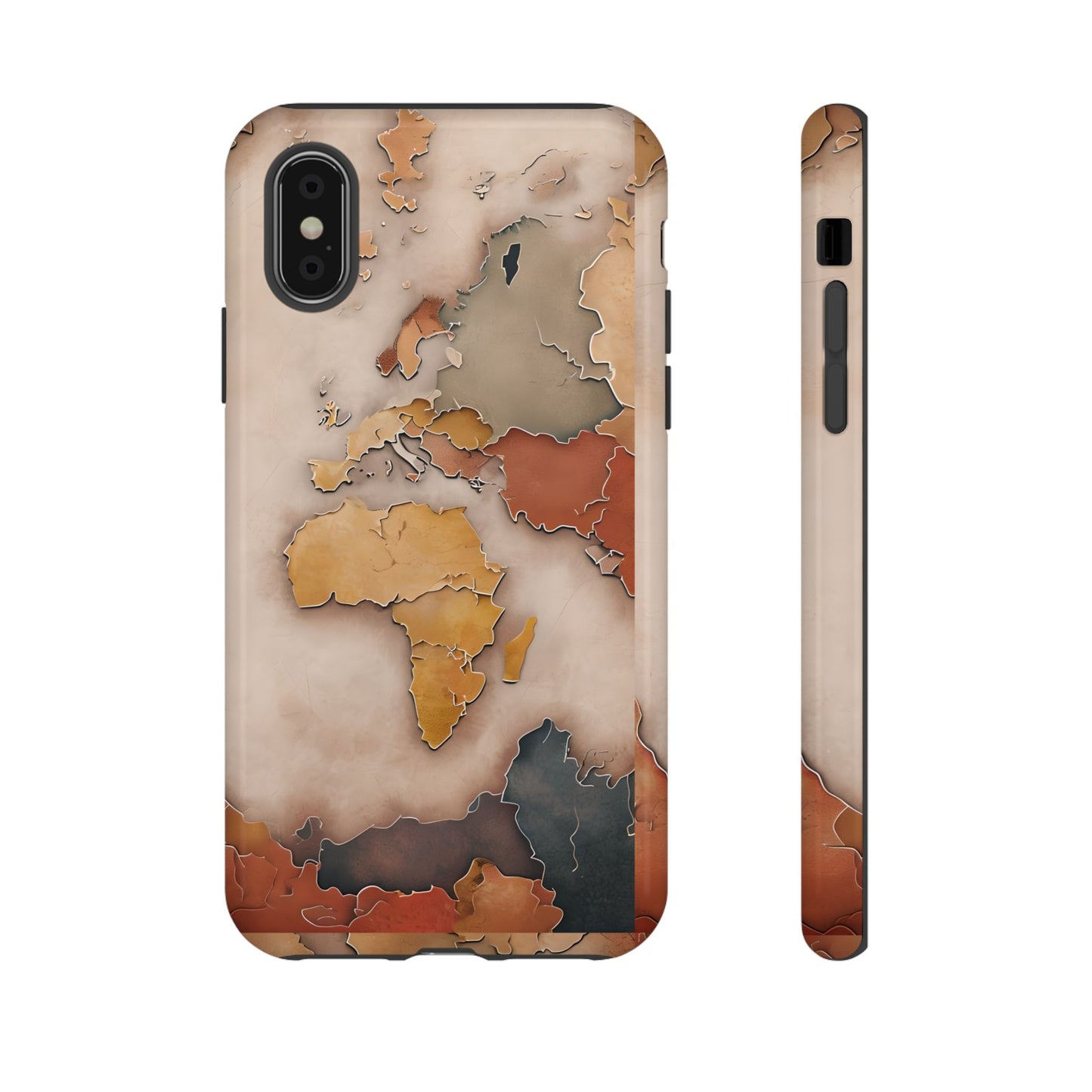 Vintage World Map Phone Case - Old World Travel Aesthetic - Antique Earth Globe Tough Phone Cover - Compatible with iPhone, Galaxy, Google