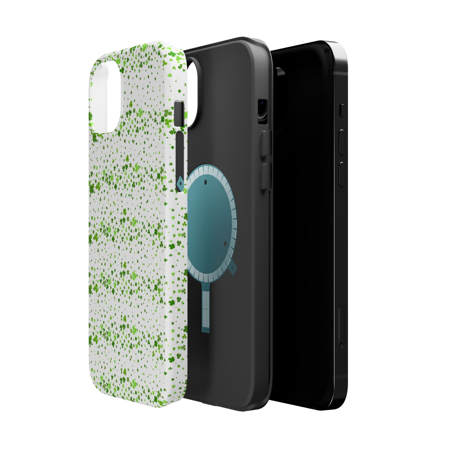 Shamrock Magnetic Phone Case, Minimal St Patricks Day Clover Pattern, Irish Green Compatible with iPhone 17, 16, 15, 14, 13