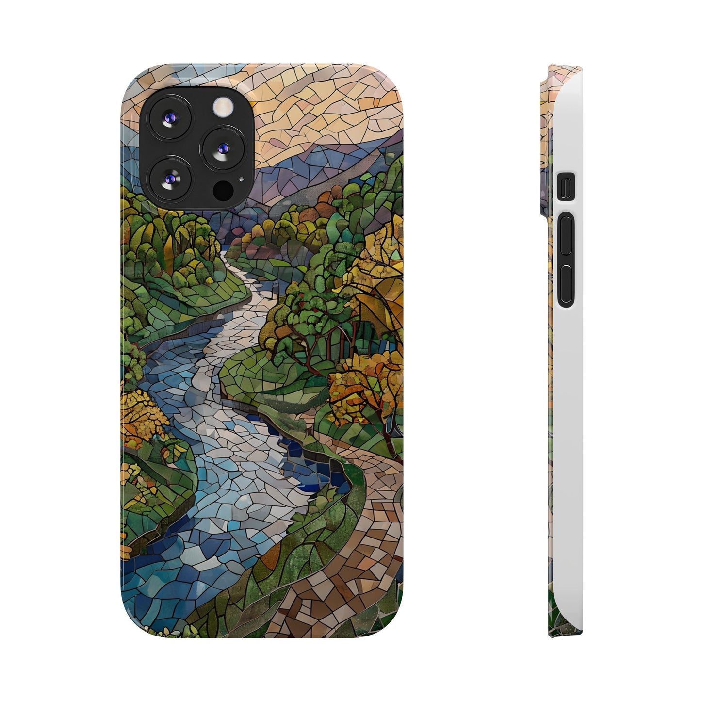 Cuyahoga Valley Mosaic Slim Phone Case, Midwest Forest Art, Scenic Nature Aesthetic, Unique Gift for Nature Lovers