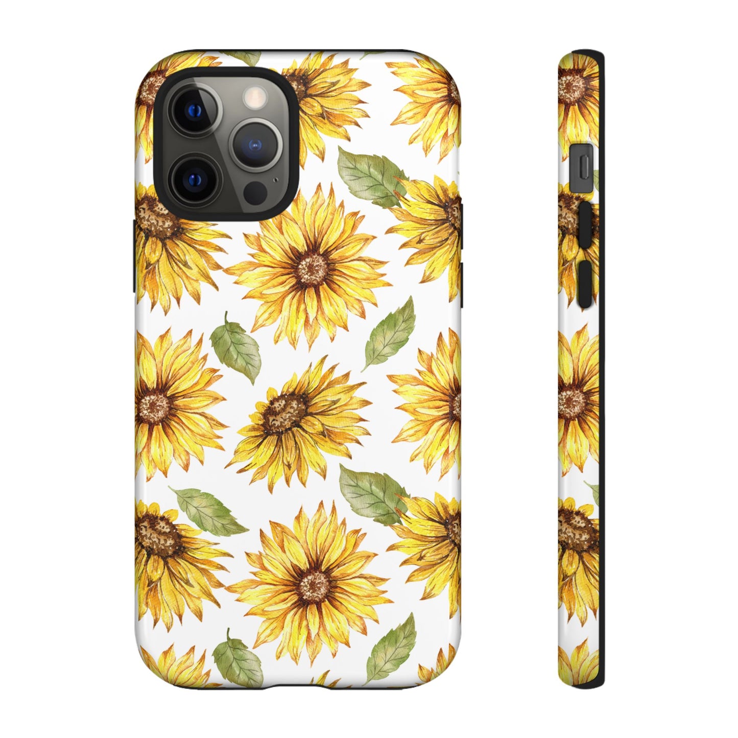 Sunflower Floral Tough Phone Case - Watercolor Botanical Print, Bright Nature Aesthetic, Compatible with iPhone, Galaxy, and Google Phones